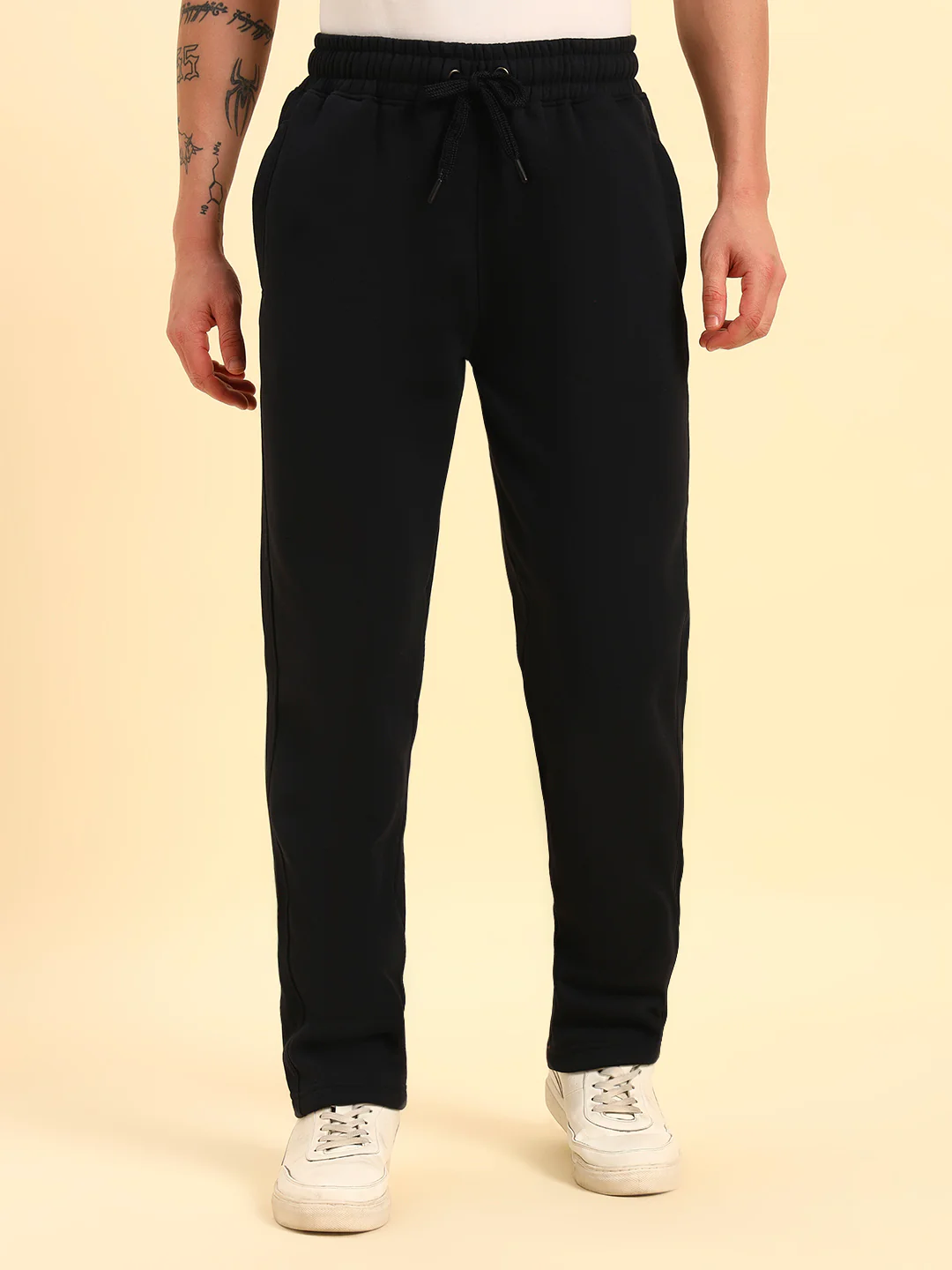 Track Pants for Men | Breathable & Soft with Color Fastness Regular Fit Poly Cotton Fabric Solid Pattern Drawstring Closure - Image 3