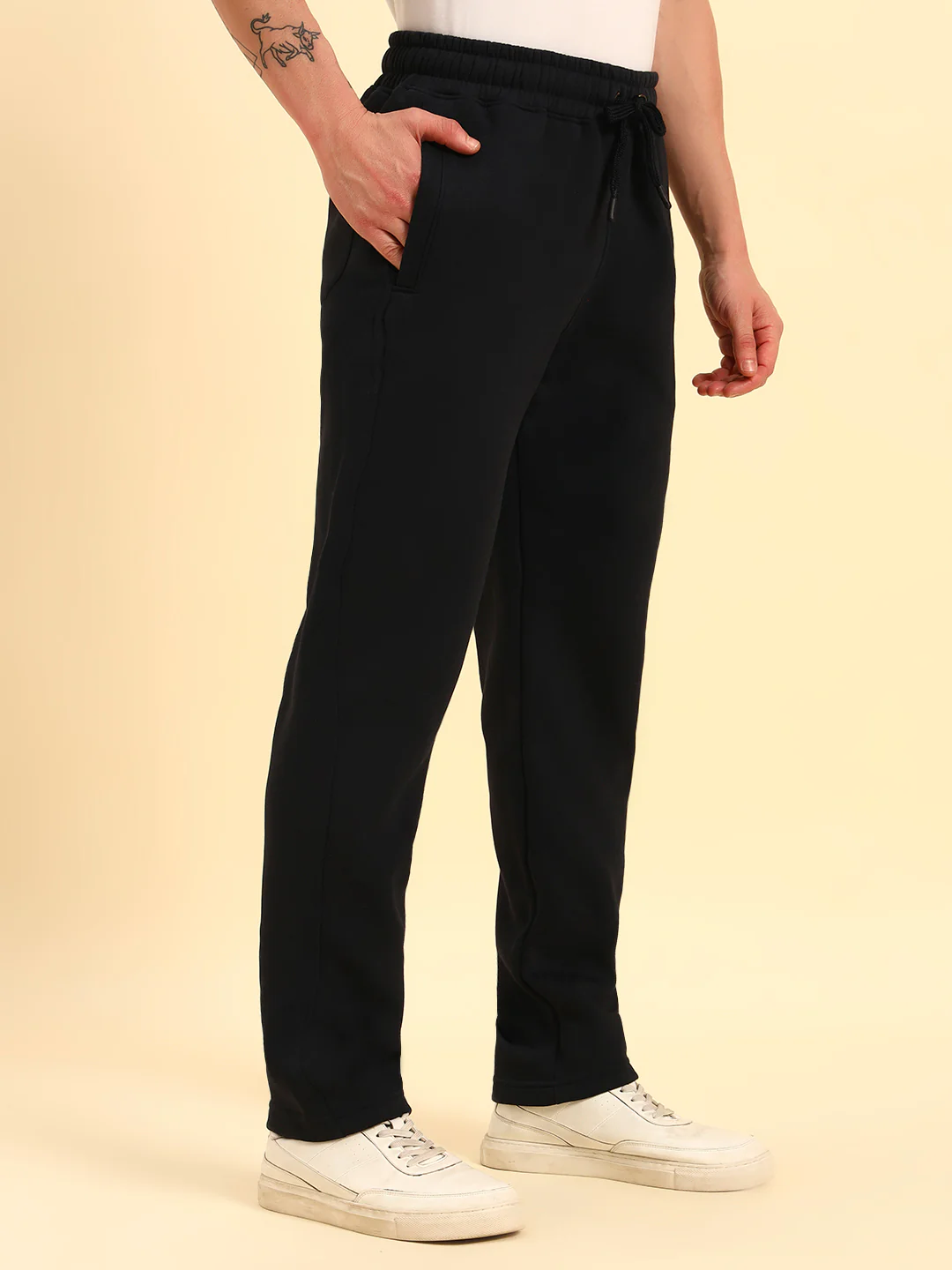 Track Pants for Men | Breathable & Soft with Color Fastness Regular Fit Poly Cotton Fabric Solid Pattern Drawstring Closure - Image 5