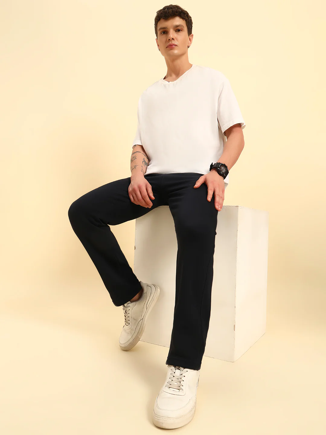 Track Pants for Men | Breathable & Soft with Color Fastness Regular Fit Poly Cotton Fabric Solid Pattern Drawstring Closure - Image 9
