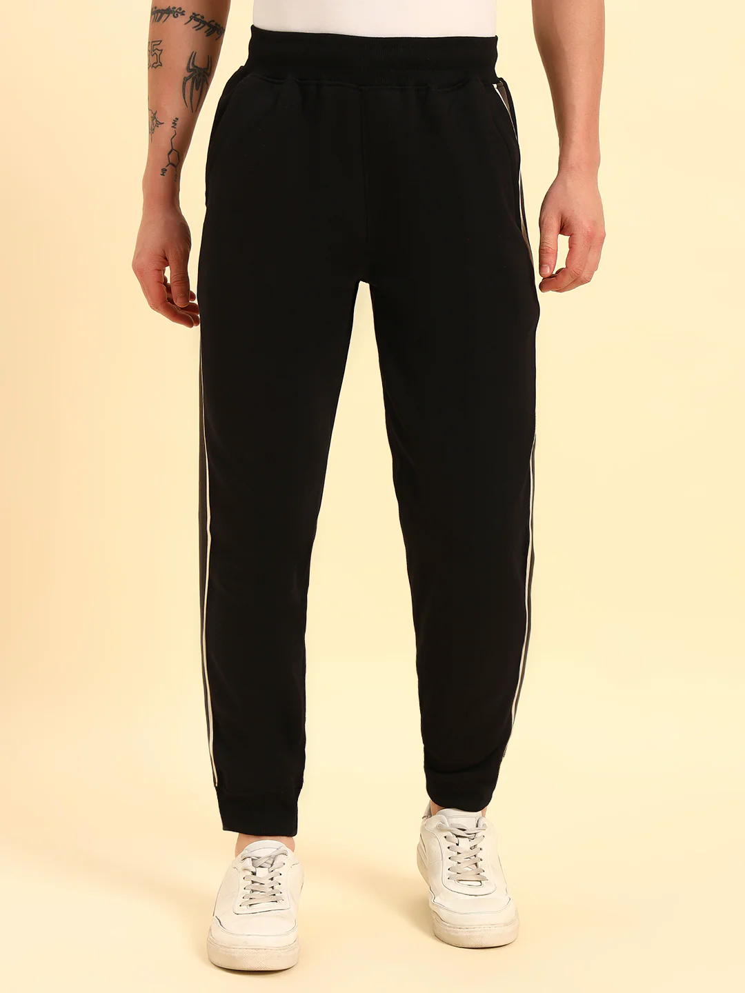 Track Pants for Men | Breathable & Soft with Color Fastness Regular Fit Poly Cotton Fabric Solid Pattern Drawstring Closure - Image 3