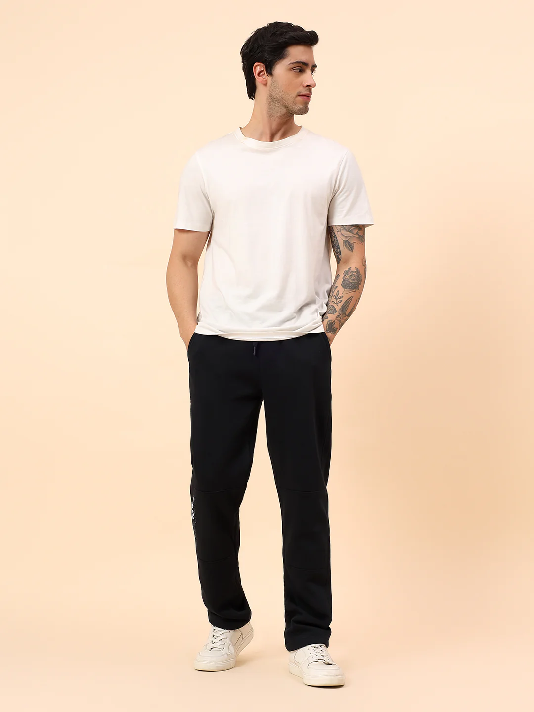 Track Pants for Men | Breathable & Soft with Color Fastness Regular Fit Poly Cotton Fabric Solid Pattern Drawstring Closure - Image 2