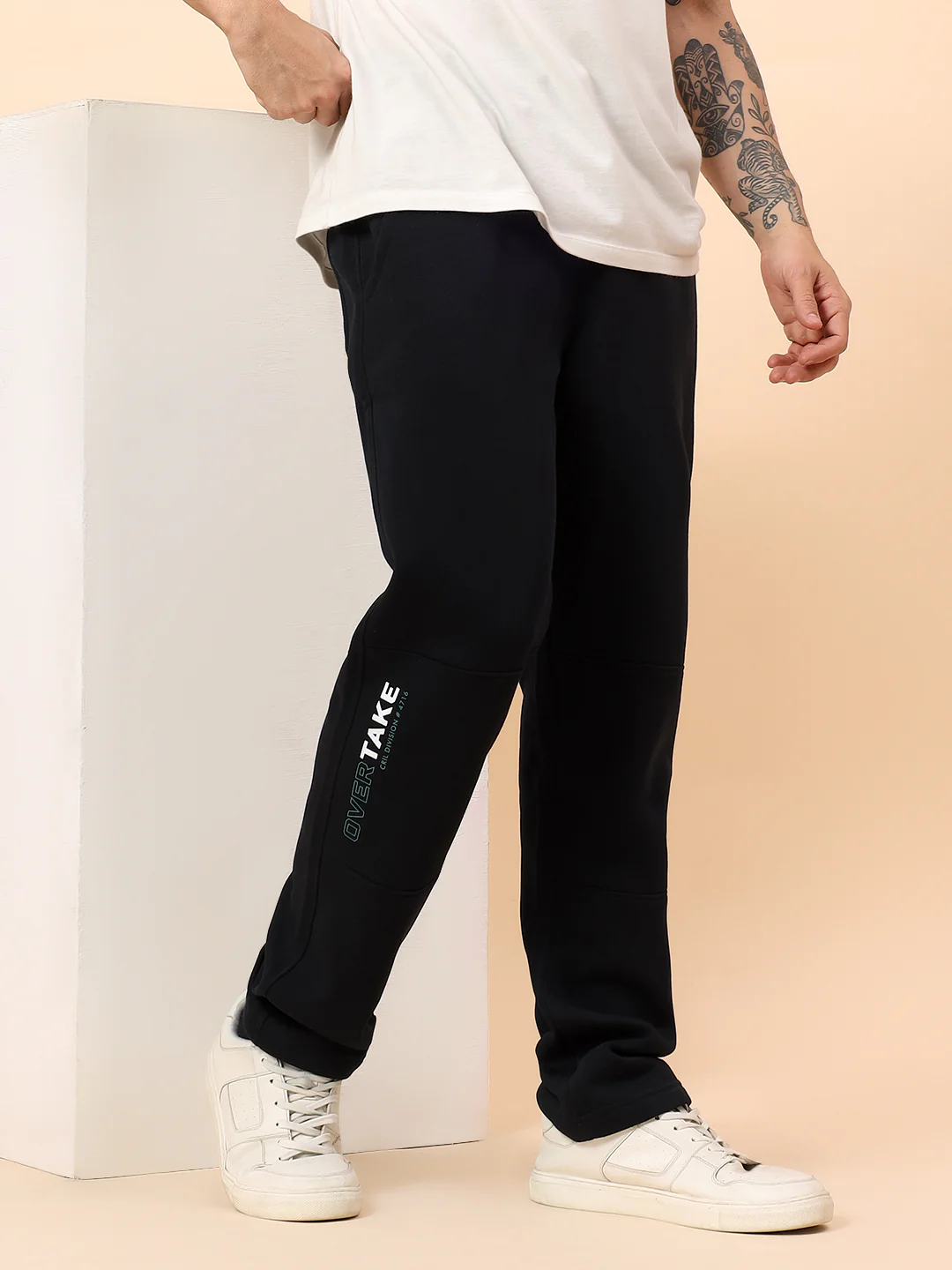 Track Pants for Men | Breathable & Soft with Color Fastness Regular Fit Poly Cotton Fabric Solid Pattern Drawstring Closure - Image 3