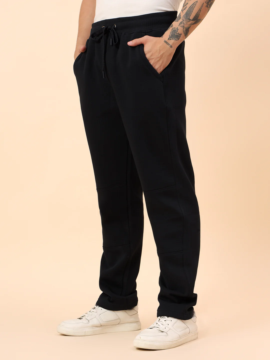 Track Pants for Men | Breathable & Soft with Color Fastness Regular Fit Poly Cotton Fabric Solid Pattern Drawstring Closure - Image 5