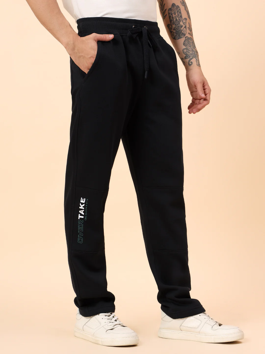 Track Pants for Men | Breathable & Soft with Color Fastness Regular Fit Poly Cotton Fabric Solid Pattern Drawstring Closure - Image 6