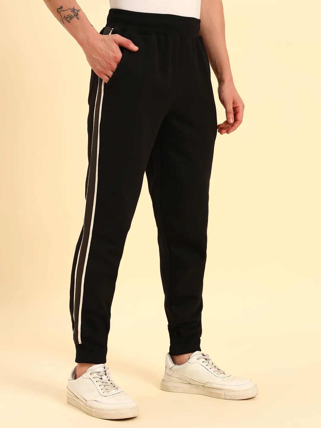 Track Pants for Men | Breathable & Soft with Color Fastness Regular Fit Poly Cotton Fabric Solid Pattern Drawstring Closure - Image 5
