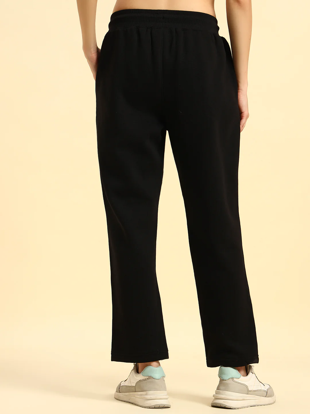 Track Pants for Women | Breathable & Soft with Color Fastnes Regular Fit Fleece Fabric Solid Pattern Drawstring Closure - Image 4