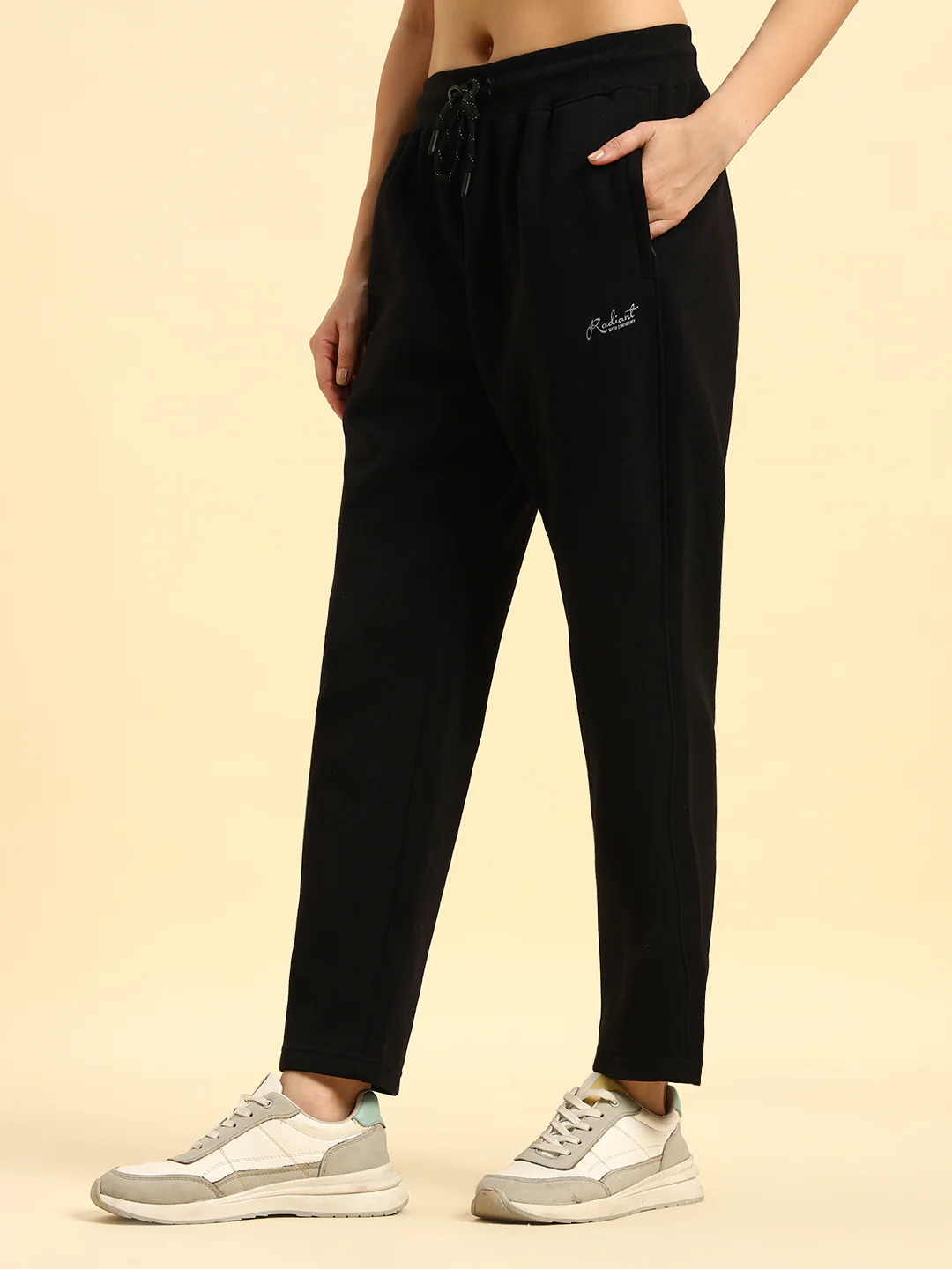 Track Pants for Women | Breathable & Soft with Color Fastnes Regular Fit Fleece Fabric Solid Pattern Drawstring Closure - Image 7