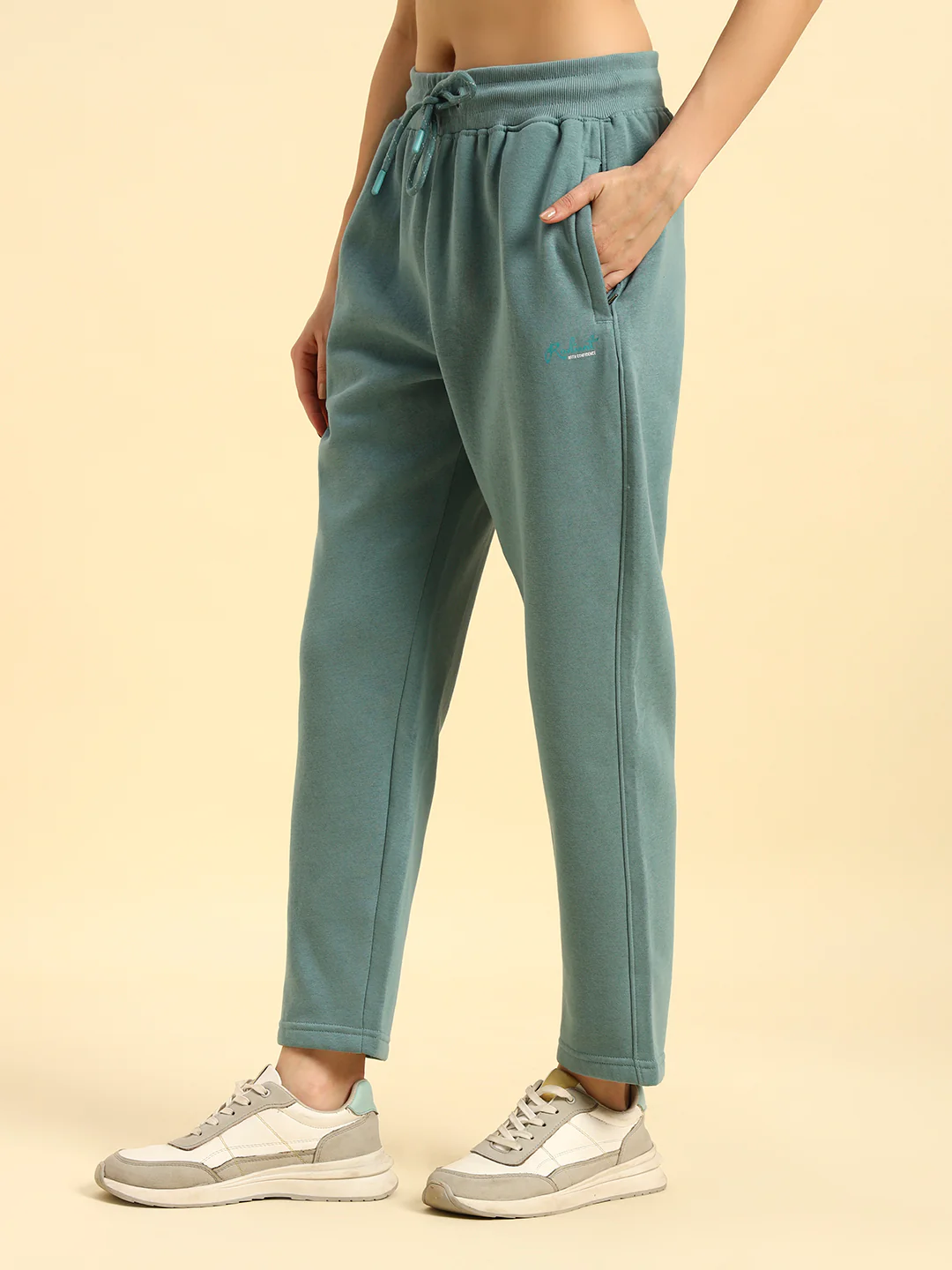 Track Pants for Women | Breathable & Soft with Color Fastnes Regular Fit Fleece Fabric Solid Pattern Drawstring Closure - Image 5