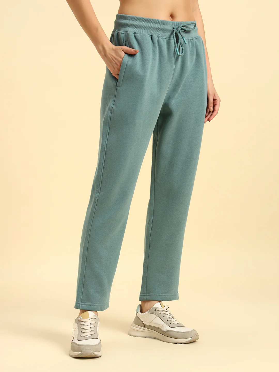 Track Pants for Women | Breathable & Soft with Color Fastnes Regular Fit Fleece Fabric Solid Pattern Drawstring Closure - Image 6