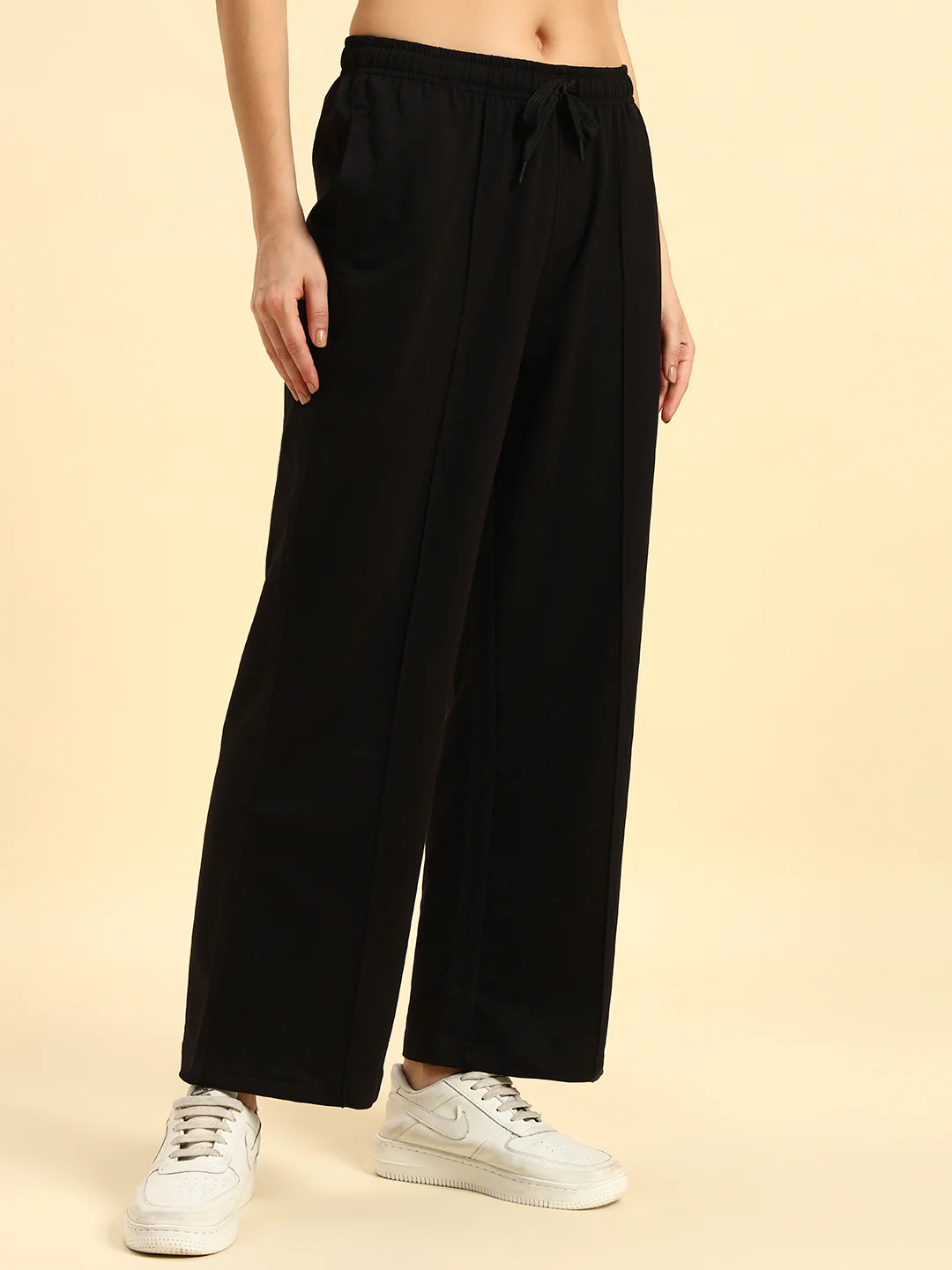 Track Pants for Women | Breathable & Soft with Color Fastnes Regular Fit Poly Cotton Fabric Solid Pattern Drawstring Closure - Image 3