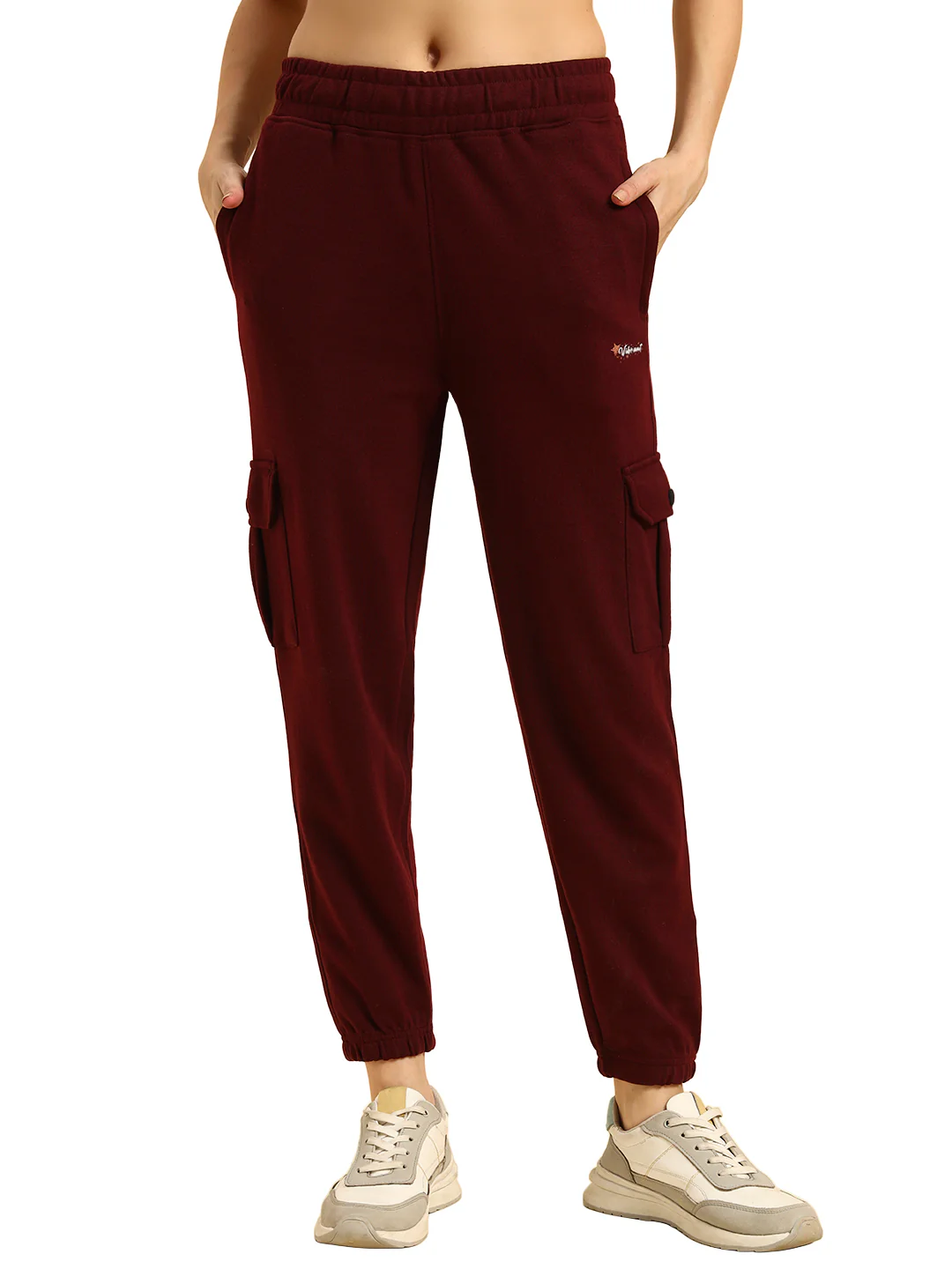 Track Pants for Women | Breathable & Soft with Color Fastnes Regular Fit Poly Cotton Fabric Solid Pattern Elasticated Closure - Image 3