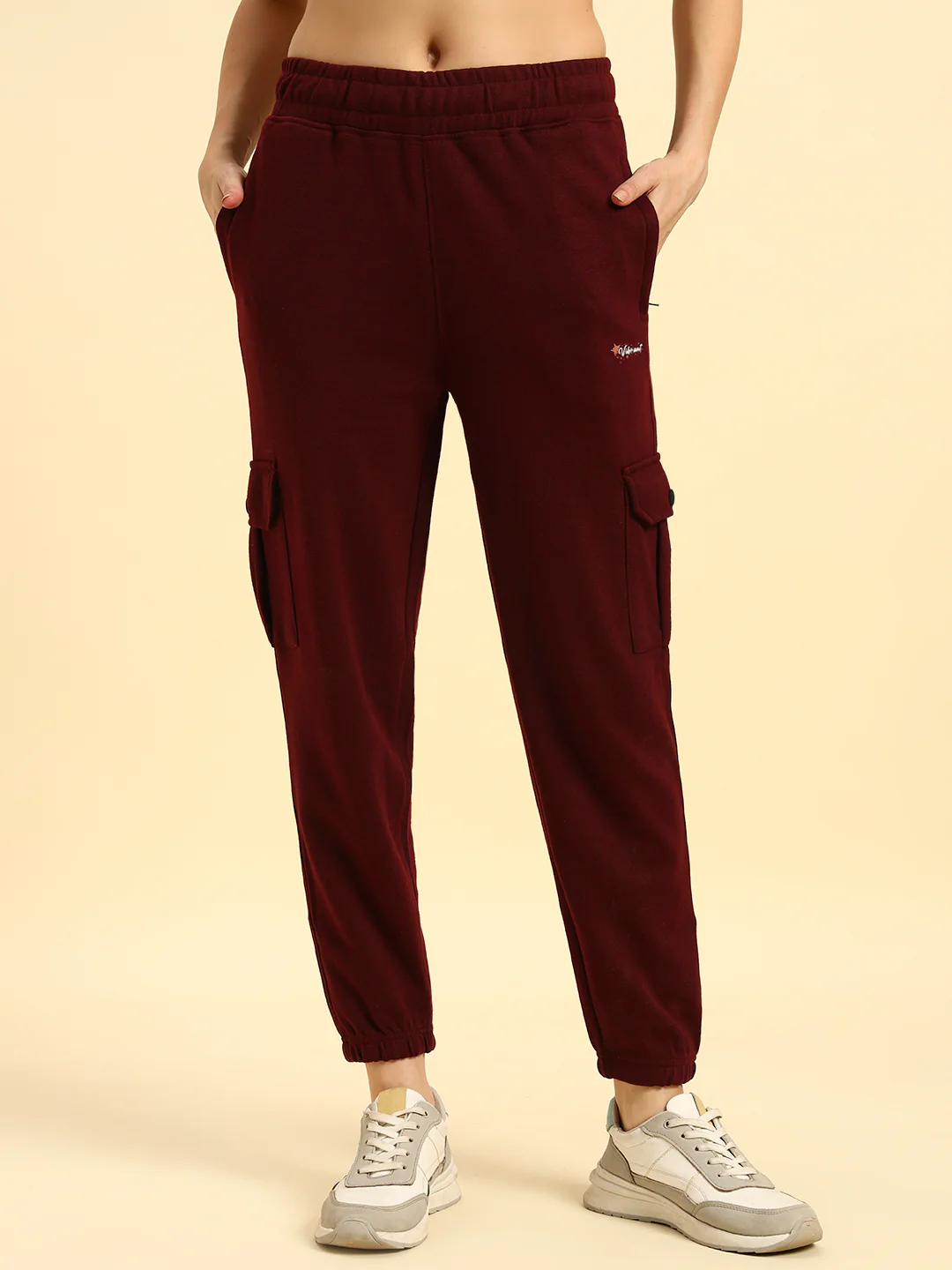 Track Pants for Women | Breathable & Soft with Color Fastnes Regular Fit Poly Cotton Fabric Solid Pattern Elasticated Closure - Image 4