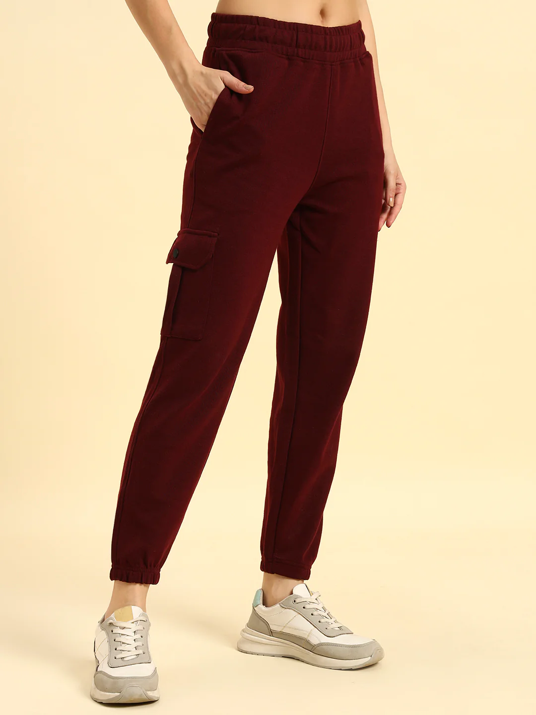 Track Pants for Women | Breathable & Soft with Color Fastnes Regular Fit Poly Cotton Fabric Solid Pattern Elasticated Closure - Image 6