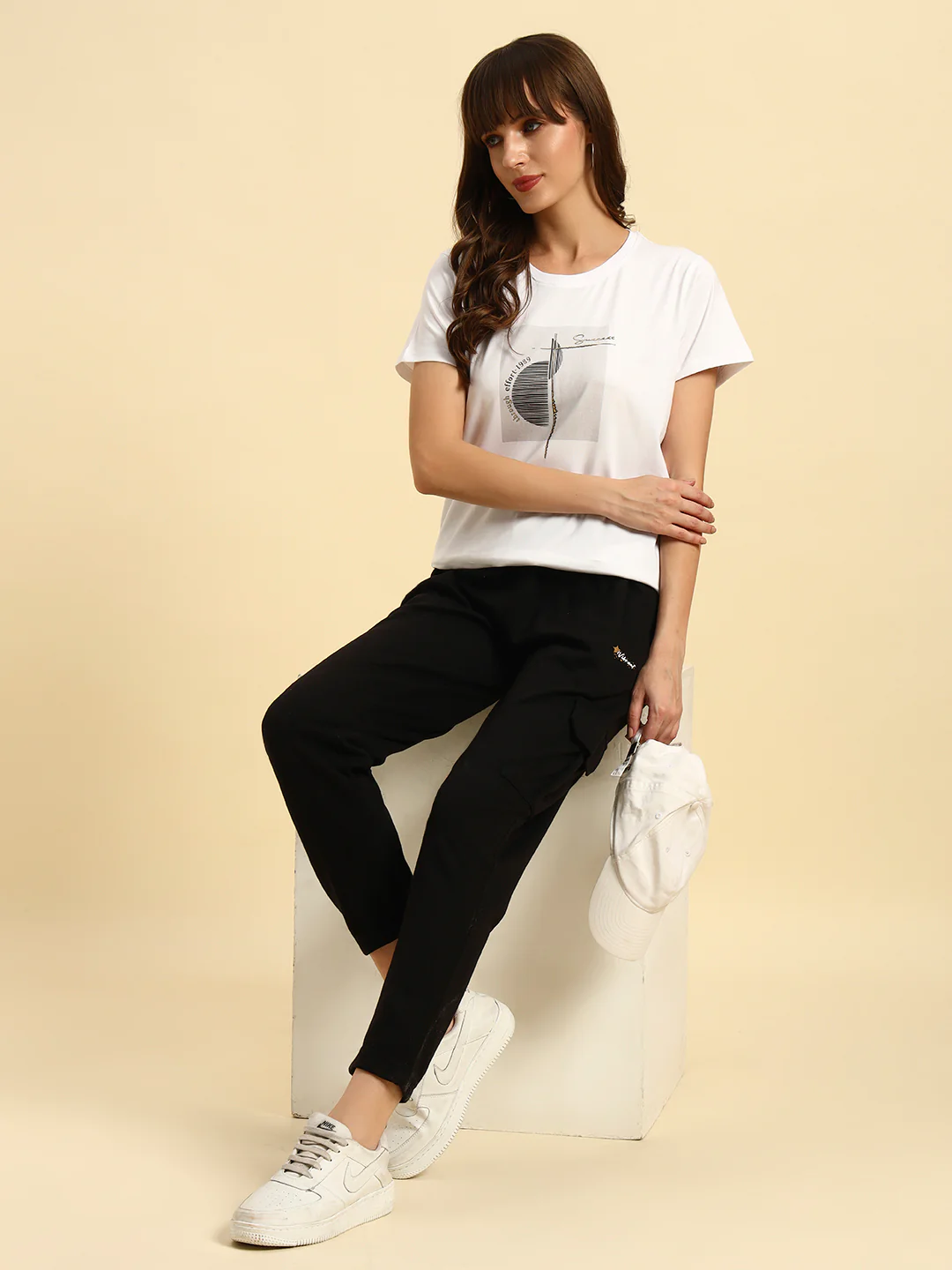 Track Pants for Women | Breathable & Soft with Color Fastnes Regular Fit Poly Cotton Fabric Solid Pattern Elasticated Closure - Image 3