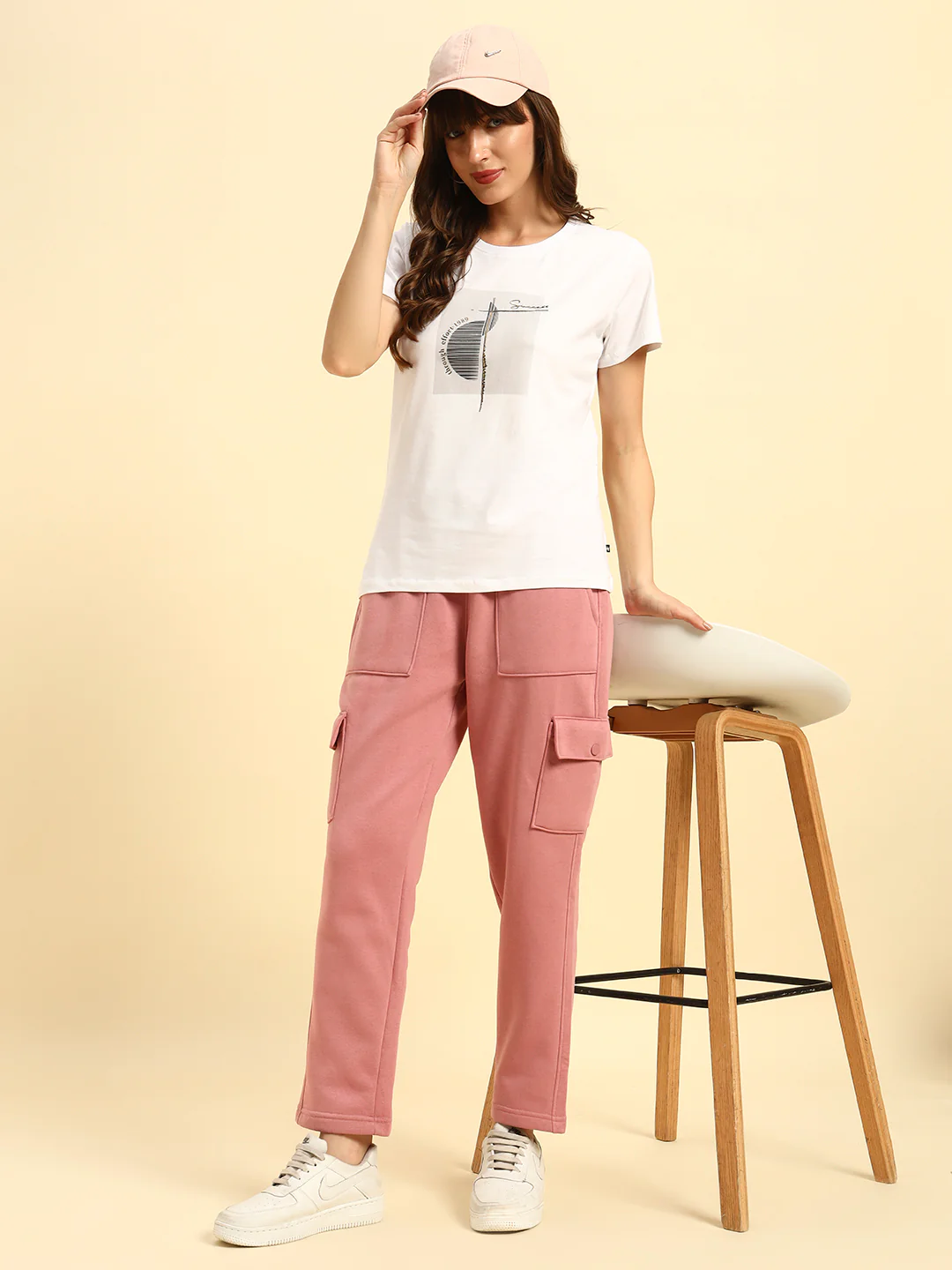 Track Pants for Women | Breathable & Soft with Color Fastnes Regular Fit Fleece Fabric Solid Pattern Drawstring Closure - Image 3