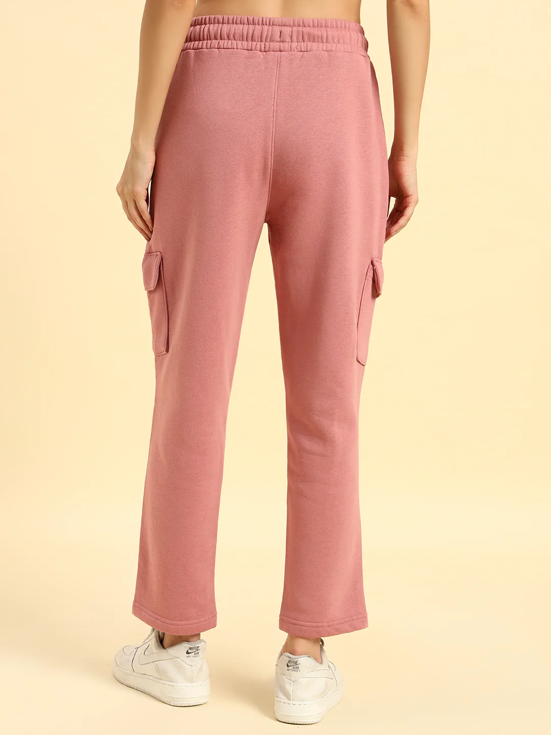 Track Pants for Women | Breathable & Soft with Color Fastnes Regular Fit Fleece Fabric Solid Pattern Drawstring Closure - Image 4