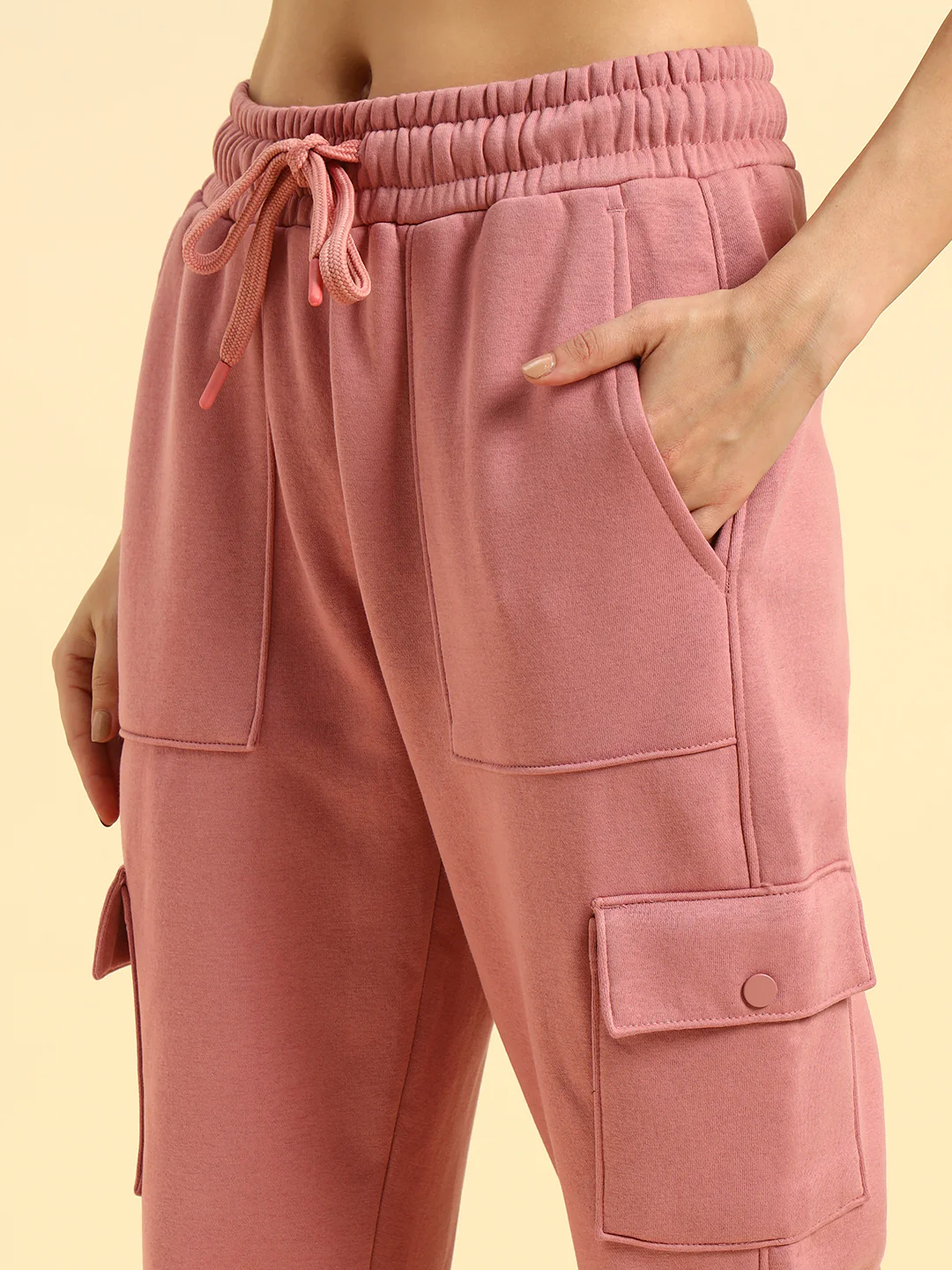 Track Pants for Women | Breathable & Soft with Color Fastnes Regular Fit Fleece Fabric Solid Pattern Drawstring Closure - Image 9