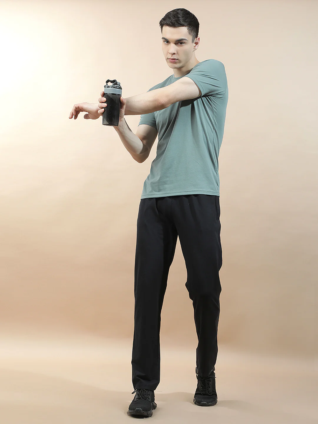 Track Pants for Men l Breathable & Soft with Color Fastness Regular Fit Cotton Blend Solid Pattern Drawstring Closure - Image 2