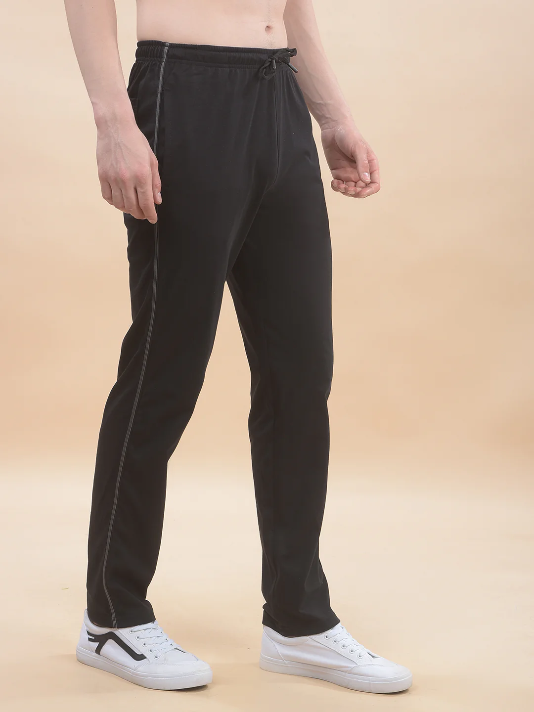 Track Pants for Men l Breathable & Soft with Color Fastness Regular Fit Poly Cotton Solid Pattern Drawstring Closure - Image 4