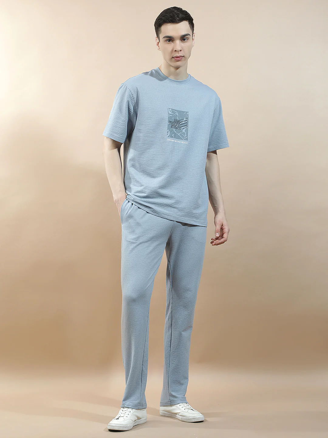 Track Pants for Men l Breathable & Soft with Color Fastness Regular Fit Polycotton Self Design Pattern Drawstring Closure - Image 2