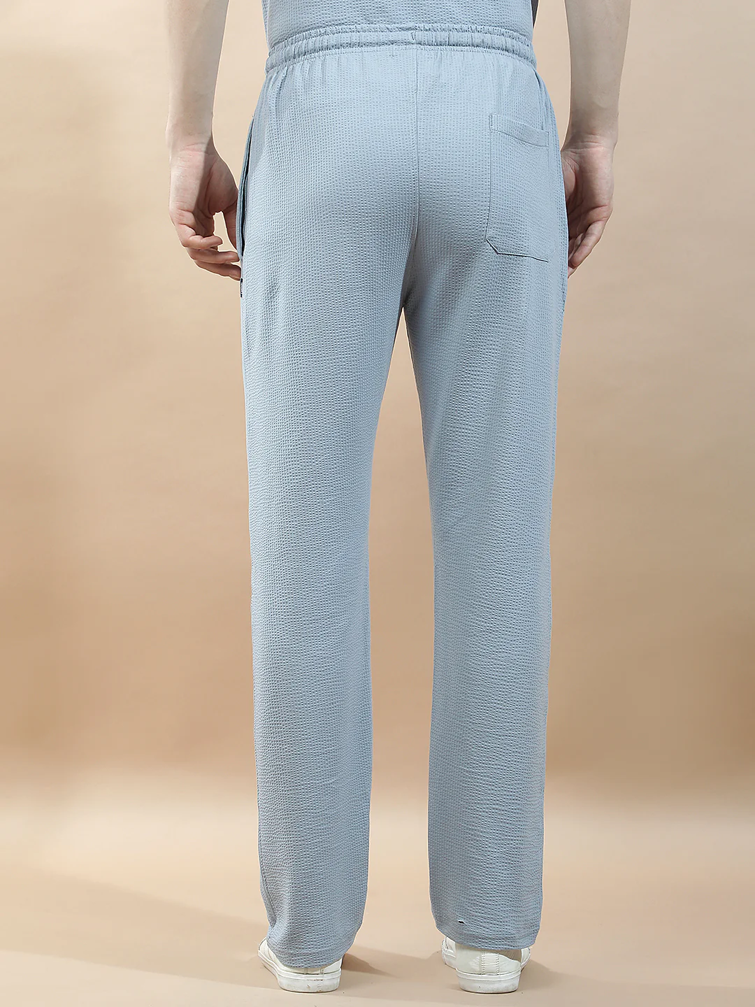 Track Pants for Men l Breathable & Soft with Color Fastness Regular Fit Polycotton Self Design Pattern Drawstring Closure - Image 3