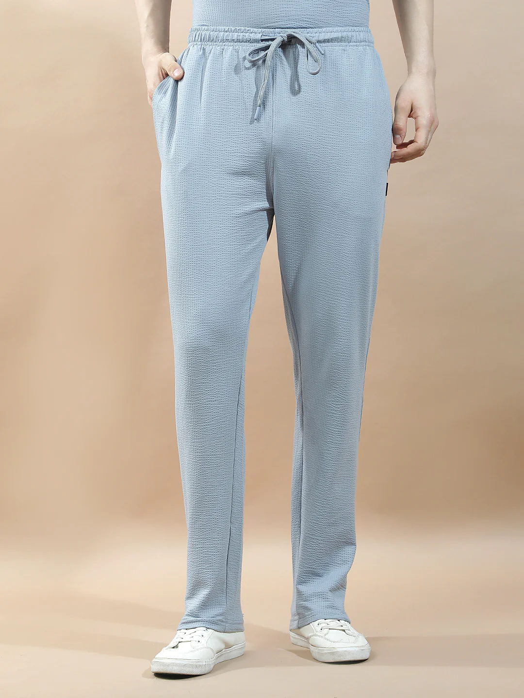 Track Pants for Men l Breathable & Soft with Color Fastness Regular Fit Polycotton Self Design Pattern Drawstring Closure - Image 4