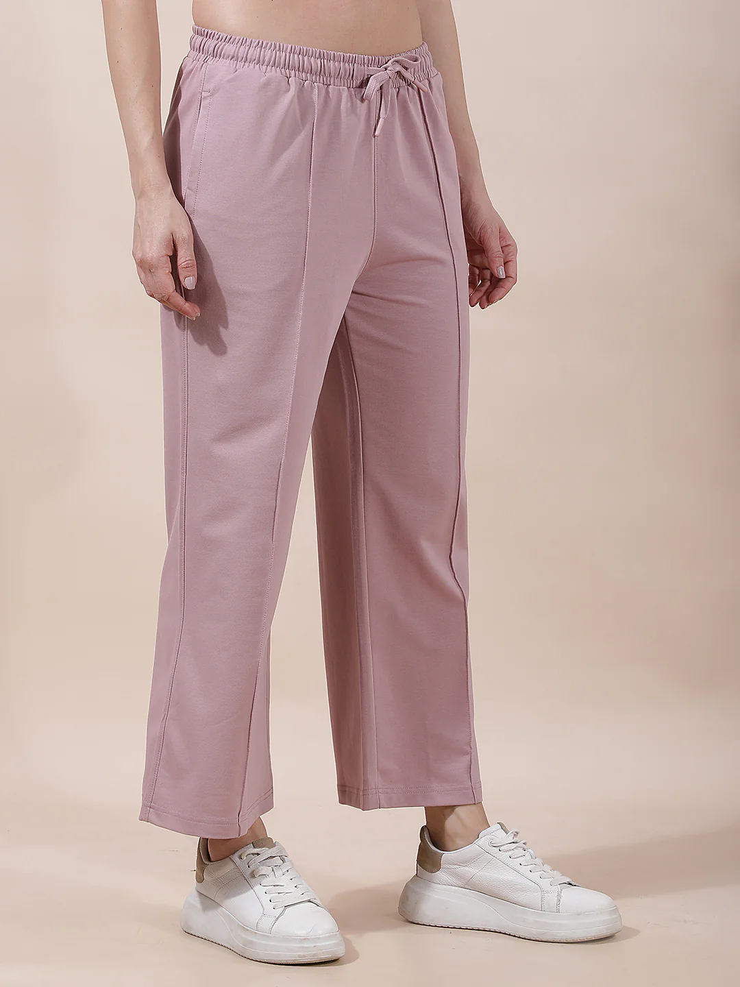 Track Pants for Women l Breathable & Soft with Color Fastness Regular Fit Cotton Blend Solid Pattern Drawstring Closure - Image 5