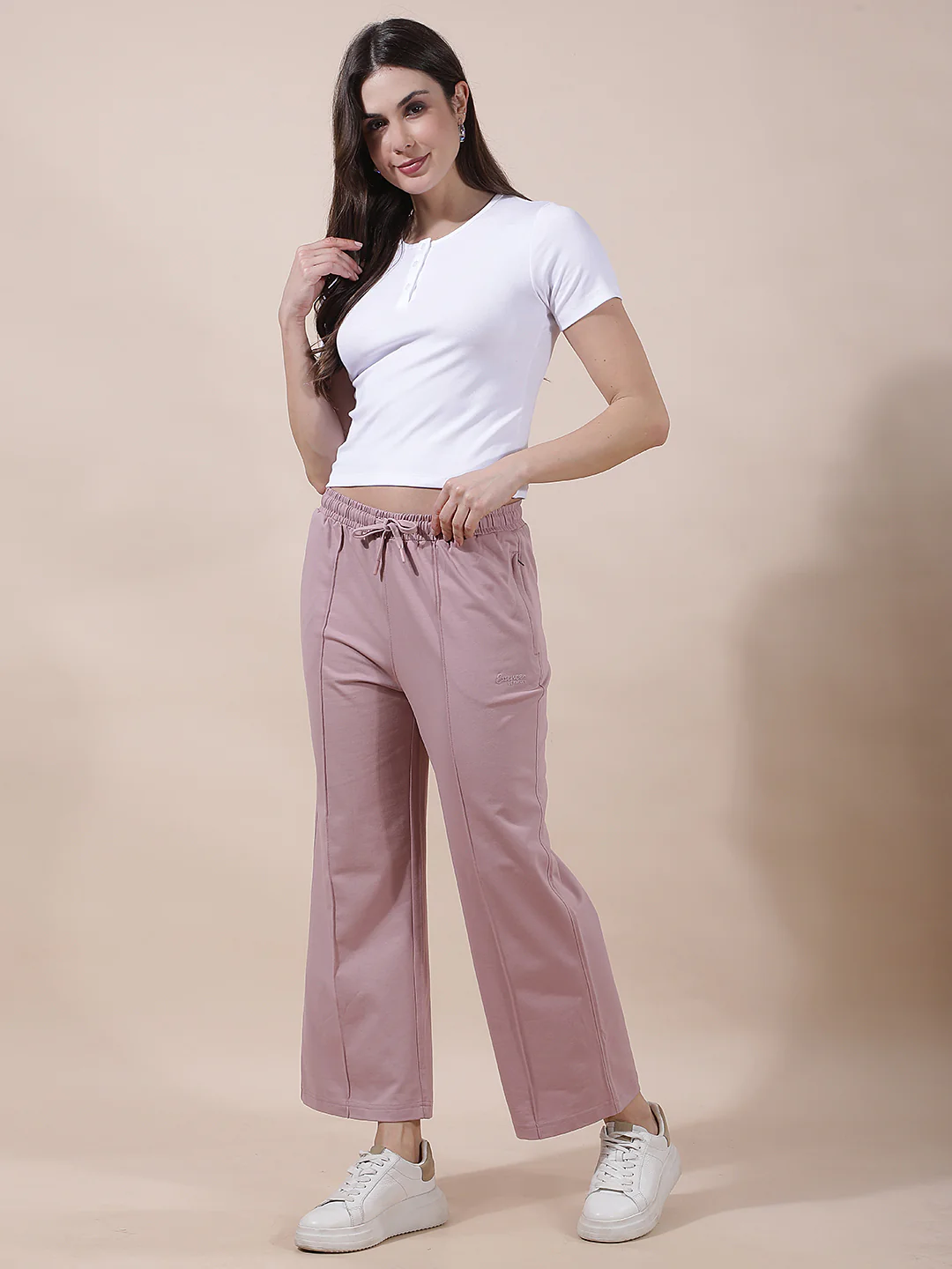 Track Pants for Women l Breathable & Soft with Color Fastness Regular Fit Cotton Blend Solid Pattern Drawstring Closure - Image 7