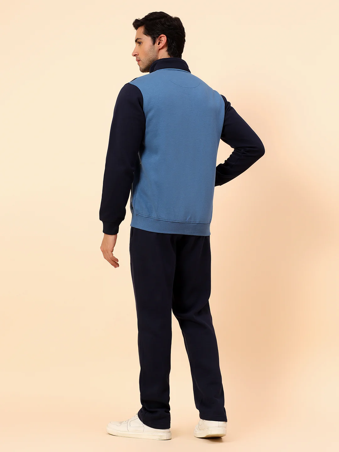 Track Suit for Men | Winter Wear Mock Collar with Full Zipper Upper Poly Cotton Fabric Colour Block Pattern - Image 7