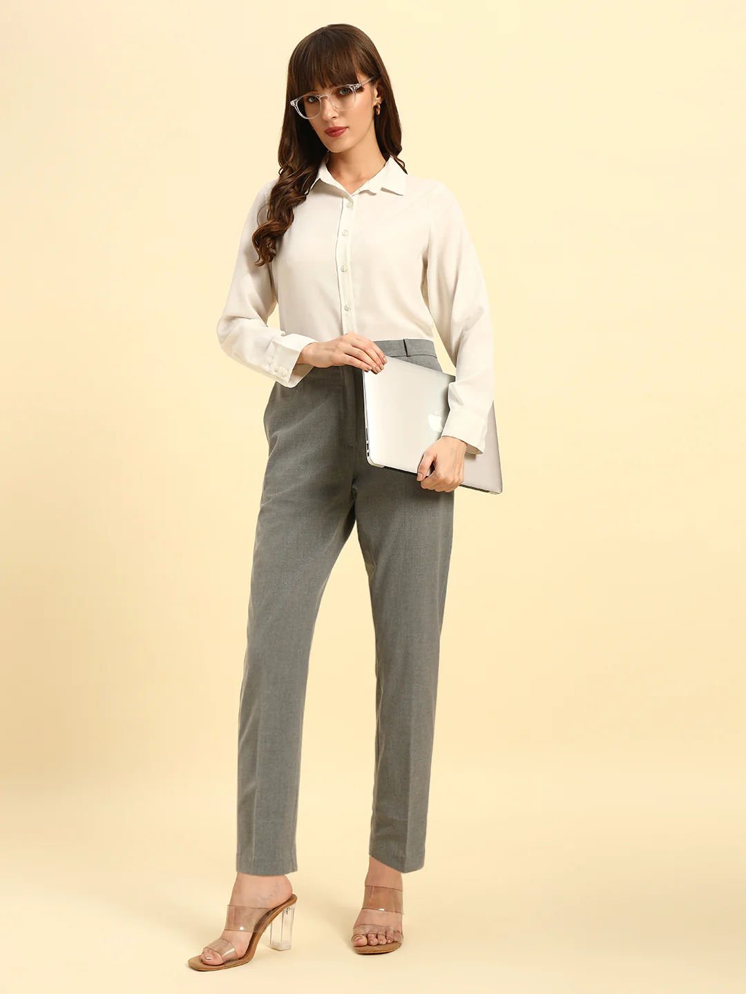 Trouser for Women | Breathable & Soft with Color Fastness Regular Fit PV Lycra Fabric Solid Pattern Hook & Bar Closure - Image 8