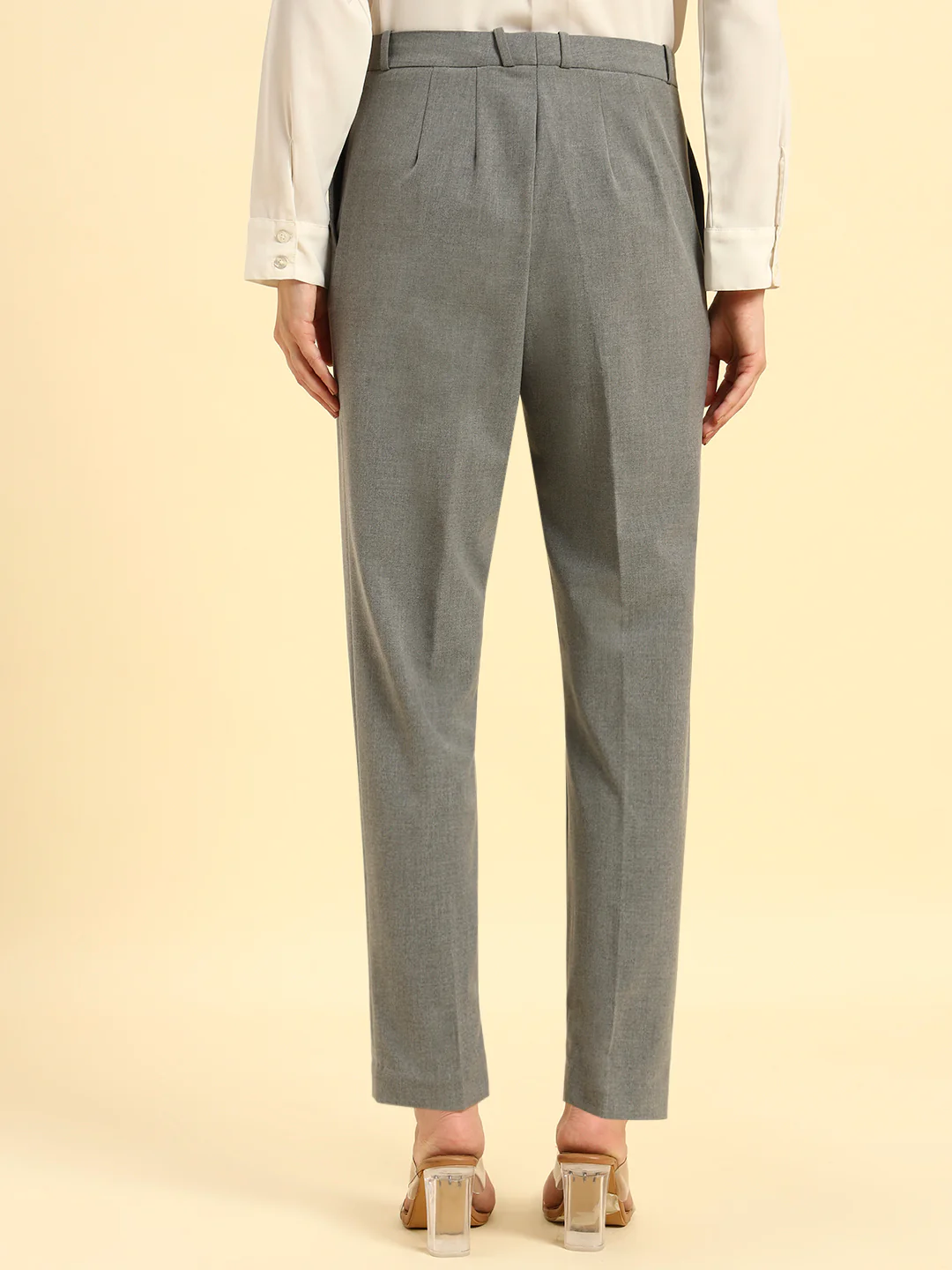 Trouser for Women | Breathable & Soft with Color Fastness Regular Fit PV Lycra Fabric Solid Pattern Hook & Bar Closure - Image 9