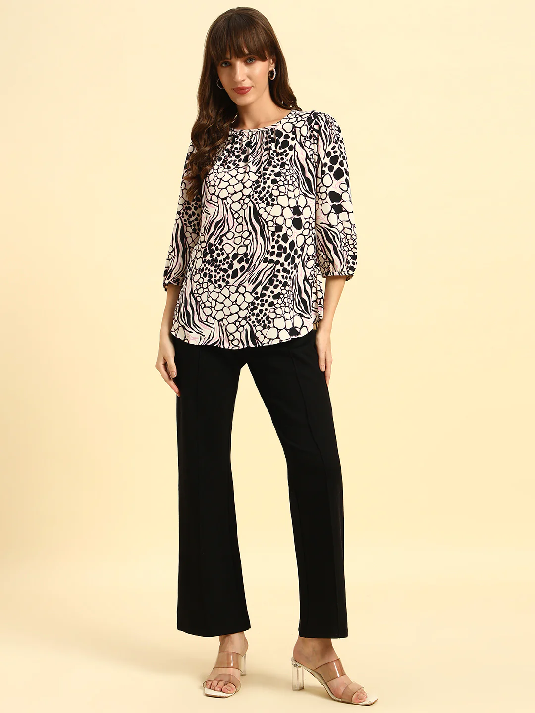 Tunic for Women | Breathable & Soft with Color Fastness Regular Fit Round Neck Poly Cotton Fabric Printed Pattern - Image 2