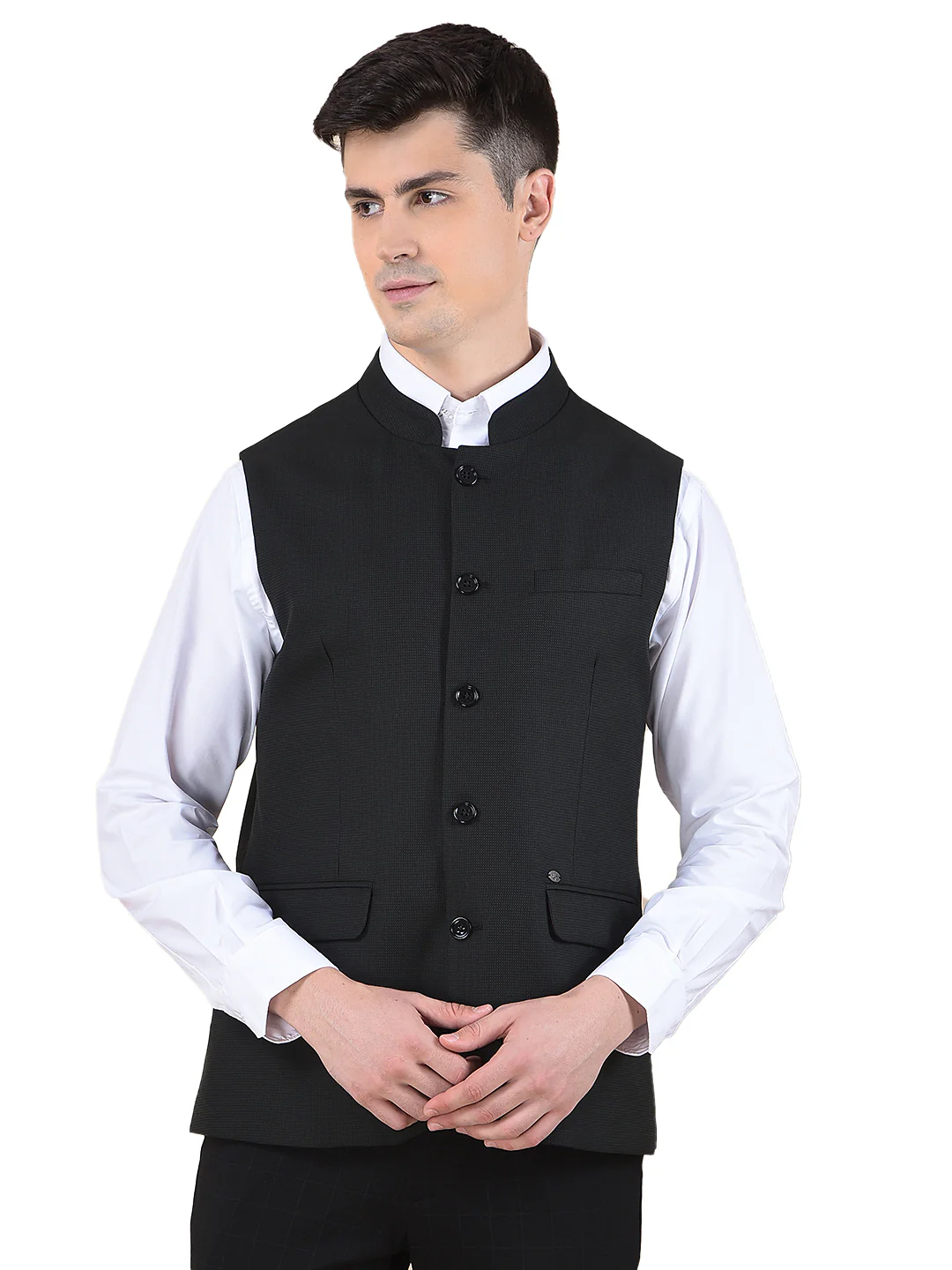 Waist Coat for Men | Premium Casual Waist Coat Regular Fit Mandarin Collar Poly Viscose Fabric Self Design Pattern - Image 10
