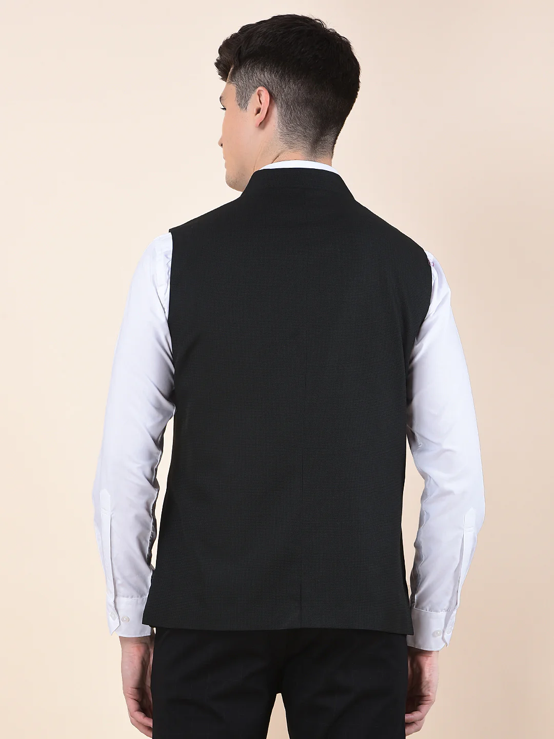 Waist Coat for Men | Premium Casual Waist Coat Regular Fit Mandarin Collar Poly Viscose Fabric Self Design Pattern - Image 6