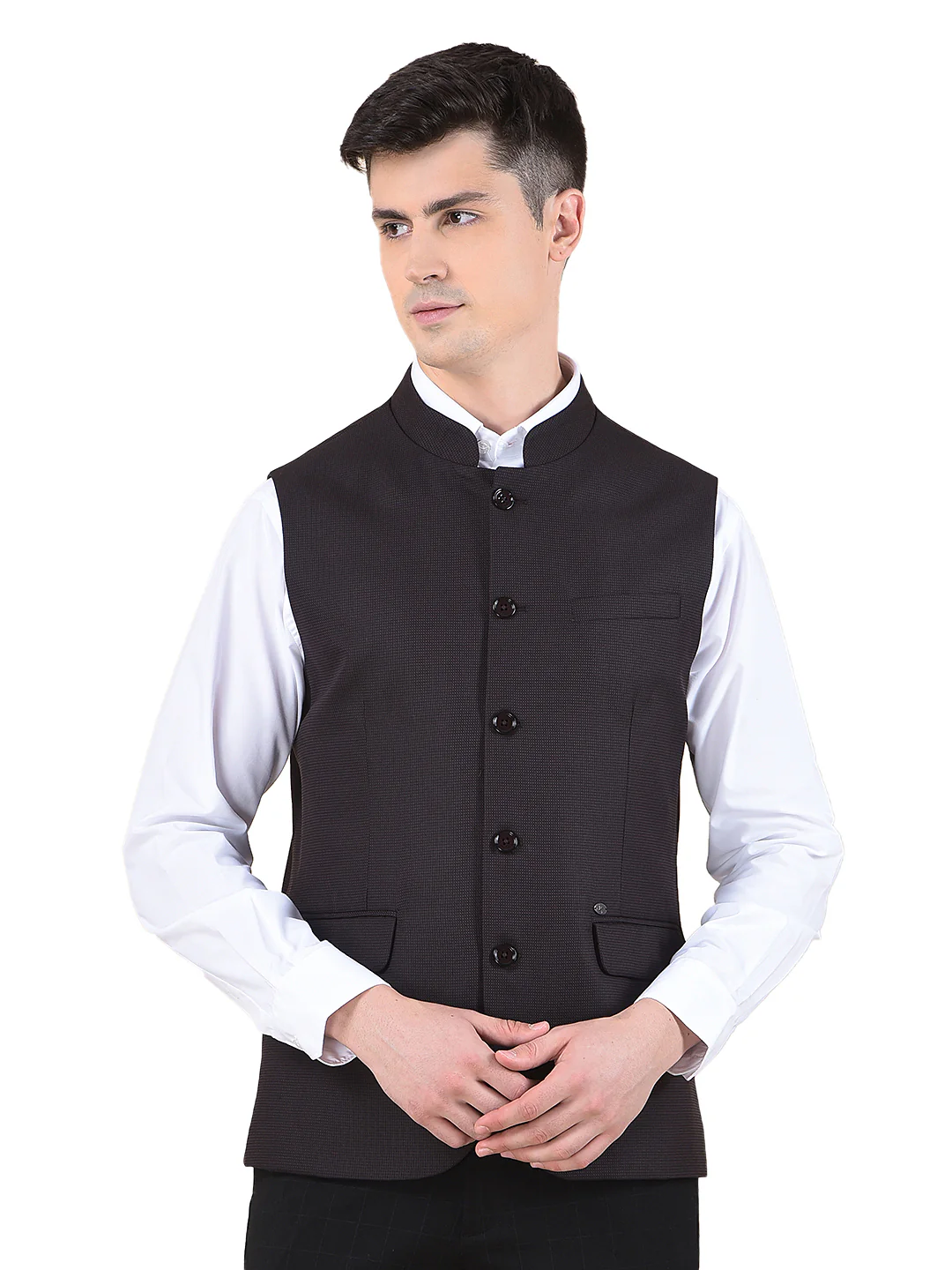 Waist Coat for Men | Premium Casual Waist Coat Regular Fit Mandarin Collar Poly Viscose Fabric Self Design Pattern - Image 10