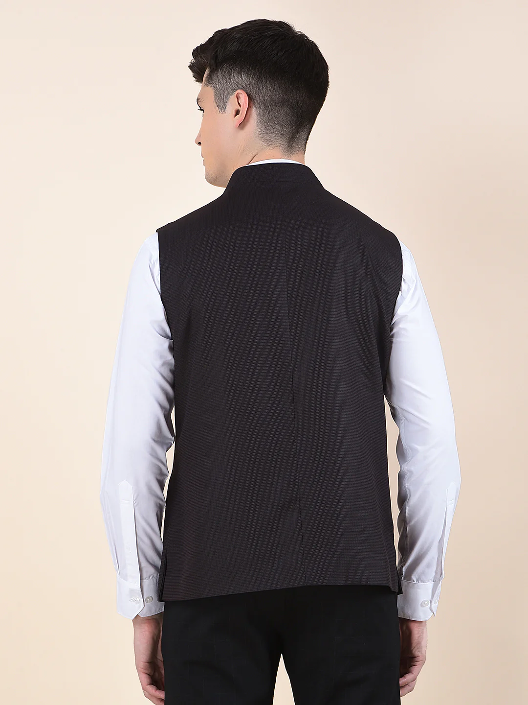 Waist Coat for Men | Premium Casual Waist Coat Regular Fit Mandarin Collar Poly Viscose Fabric Self Design Pattern - Image 5