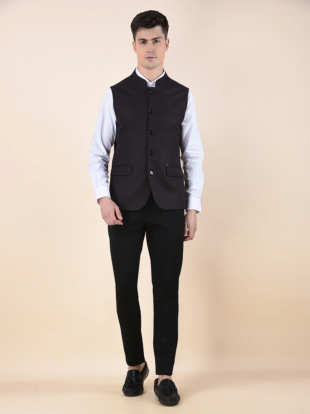 Waist Coat for Men | Premium Casual Waist Coat Regular Fit Mandarin Collar Poly Viscose Fabric Self Design Pattern - Image 9