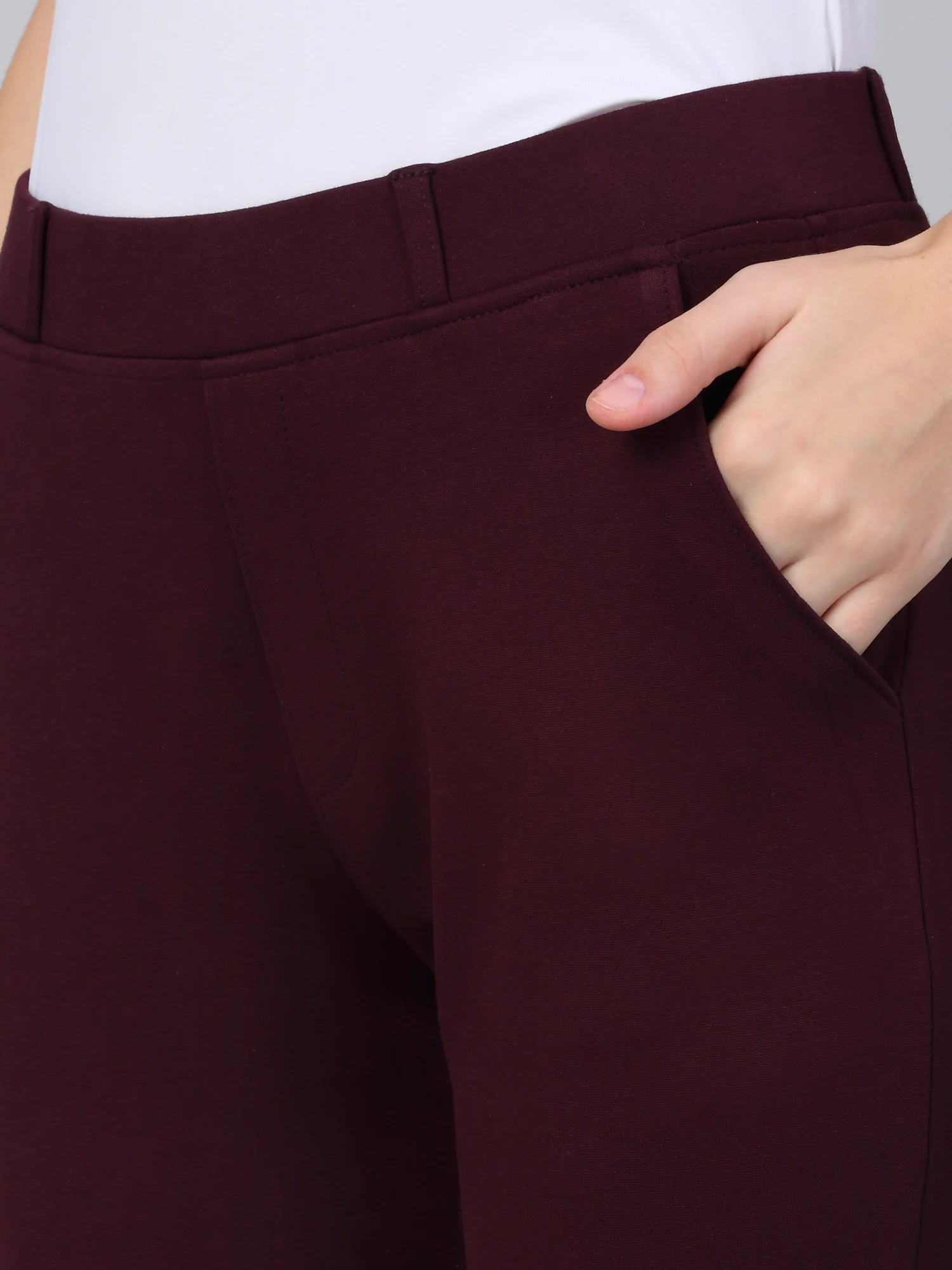 Wine Solid Ankle Length Regular Fit Jegging For Women - Image 6