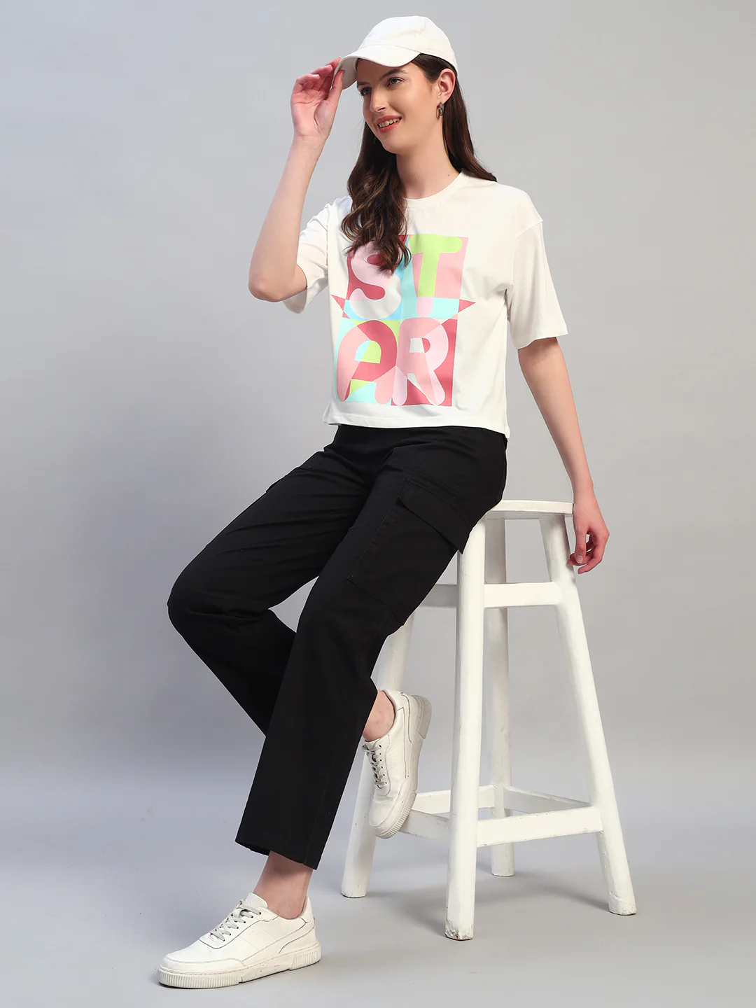 Women Black Solid Full Length Regular Fit Cargo - Image 8