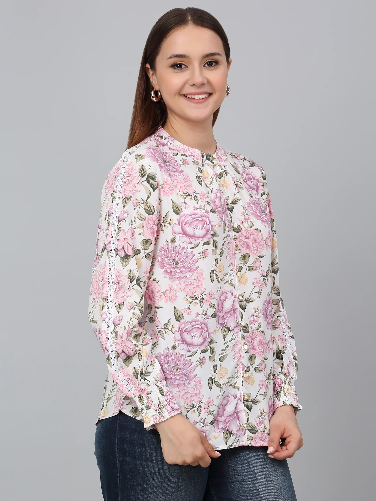Women Multicolor Floral Printed Casual Top - Image 3