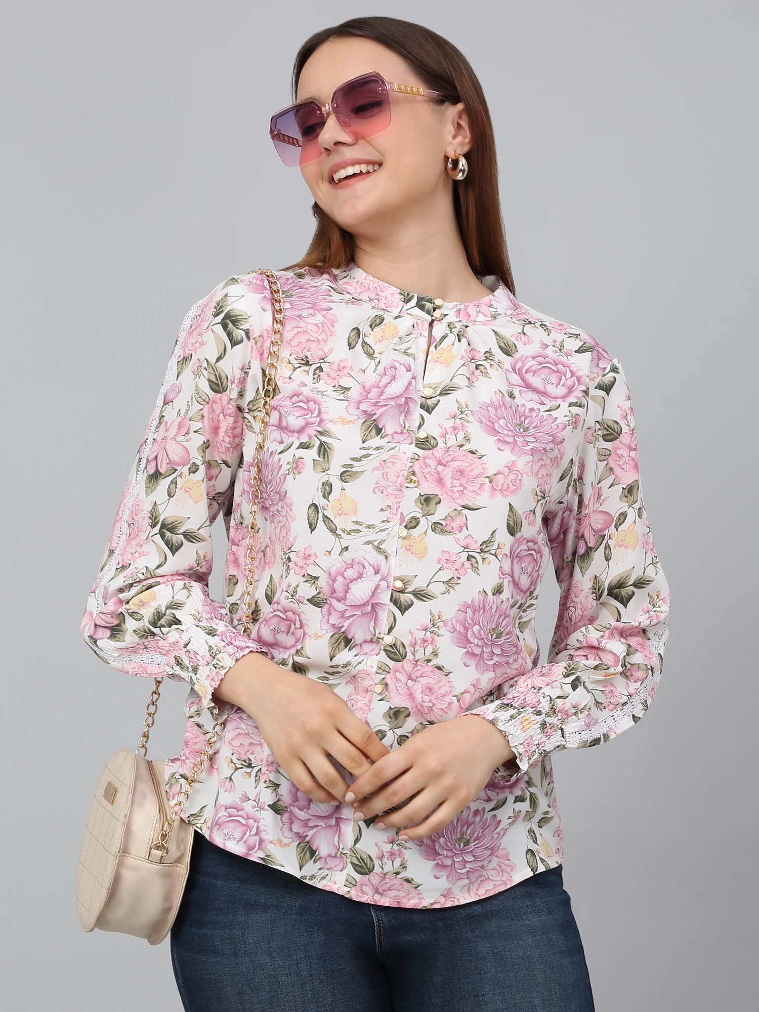 Women Multicolor Floral Printed Casual Top - Image 6
