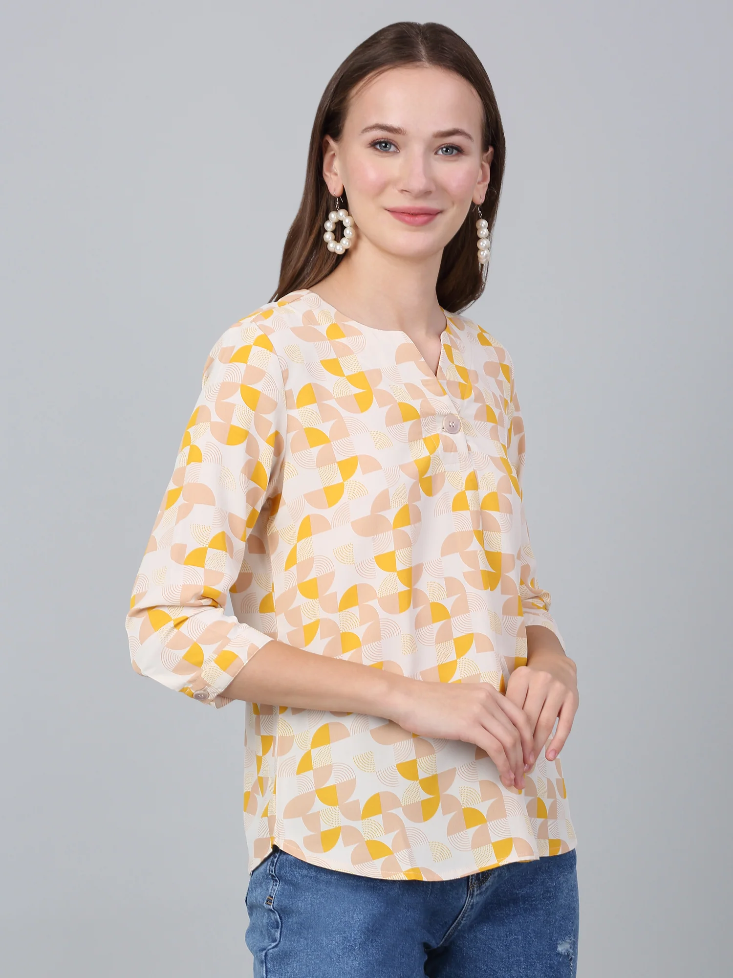 Women Multicolor Printed V-Neck Casual Tunic - Image 4