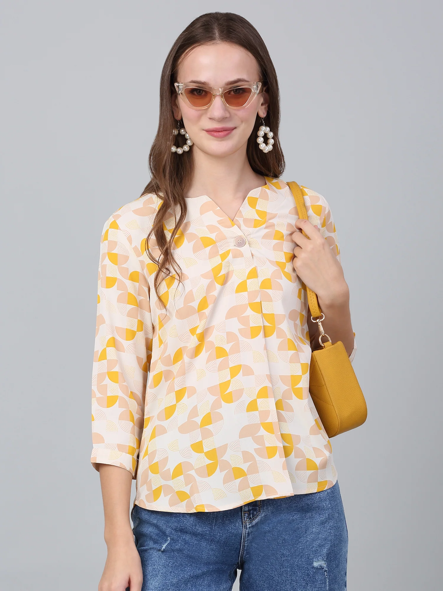 Women Multicolor Printed V-Neck Casual Tunic - Image 5