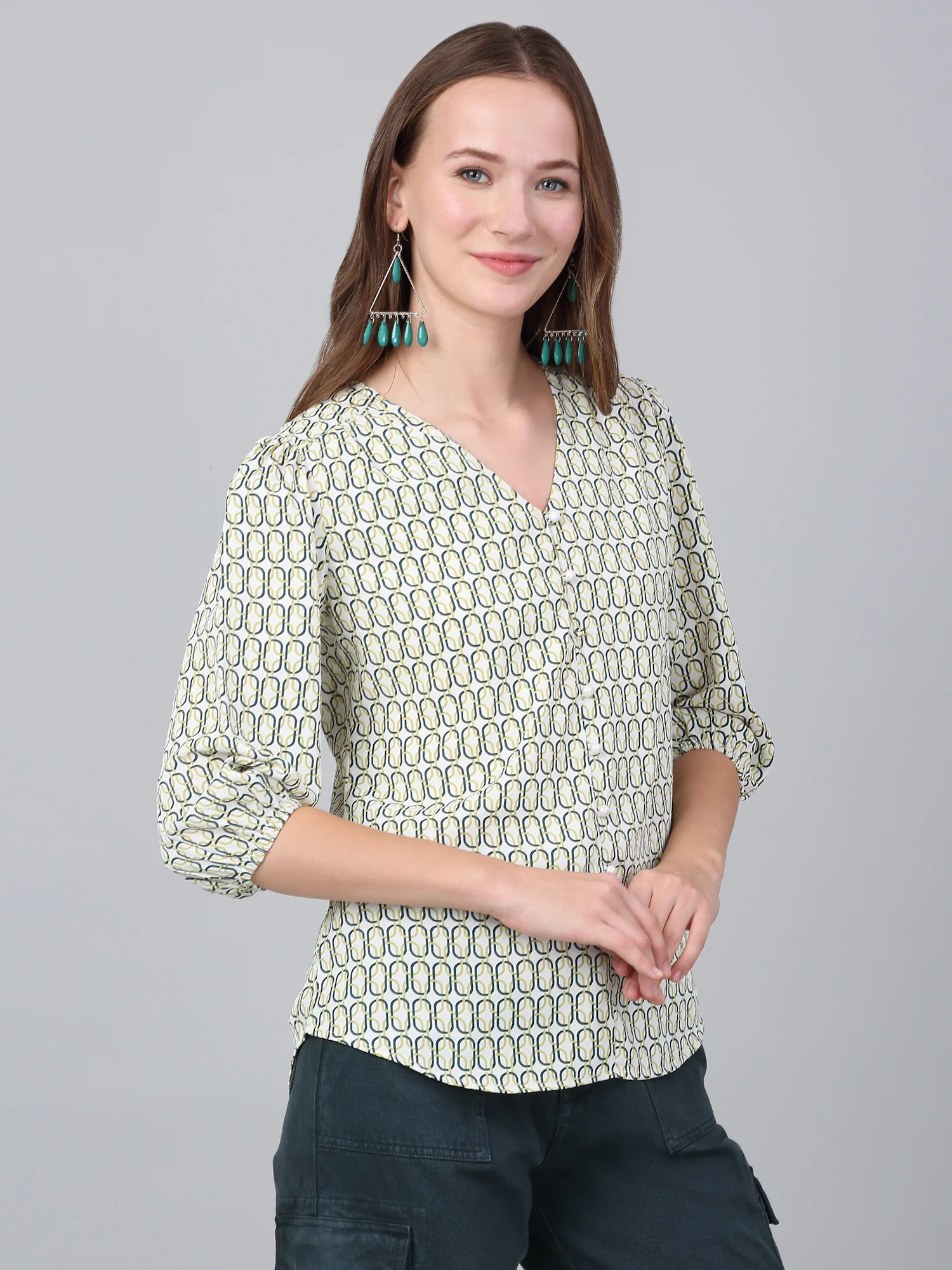 Women Multicolor Printed V-Neck Casual Tunic - Image 4