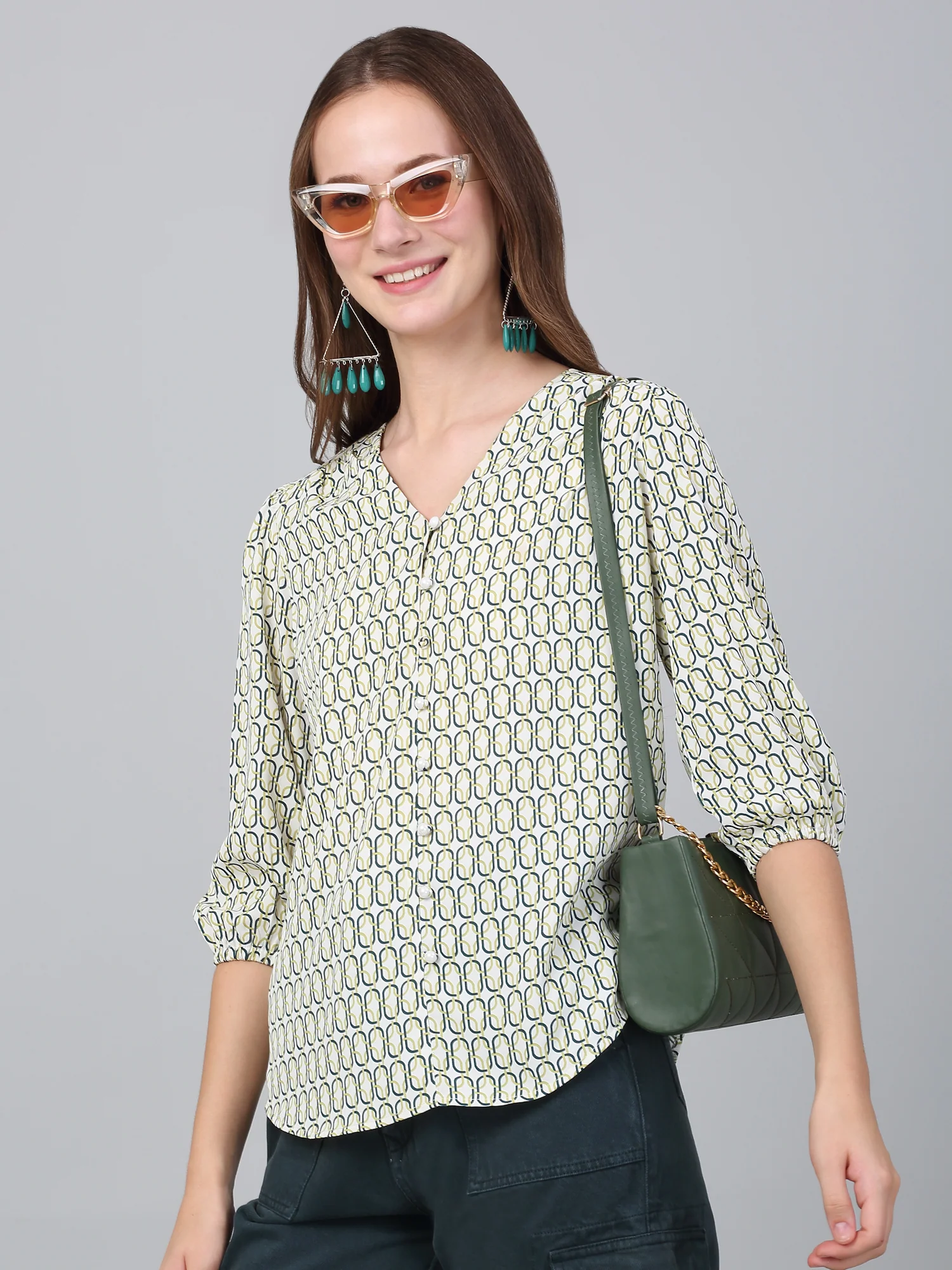 Women Multicolor Printed V-Neck Casual Tunic - Image 5