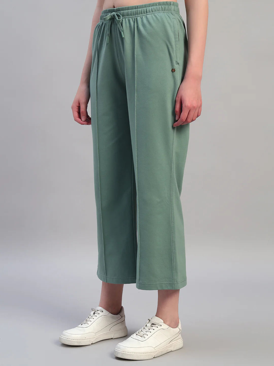 Women Solid Green Regular Fit Casual Track Pant - Image 5