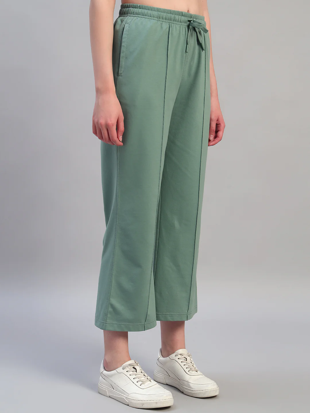 Women Solid Green Regular Fit Casual Track Pant - Image 6