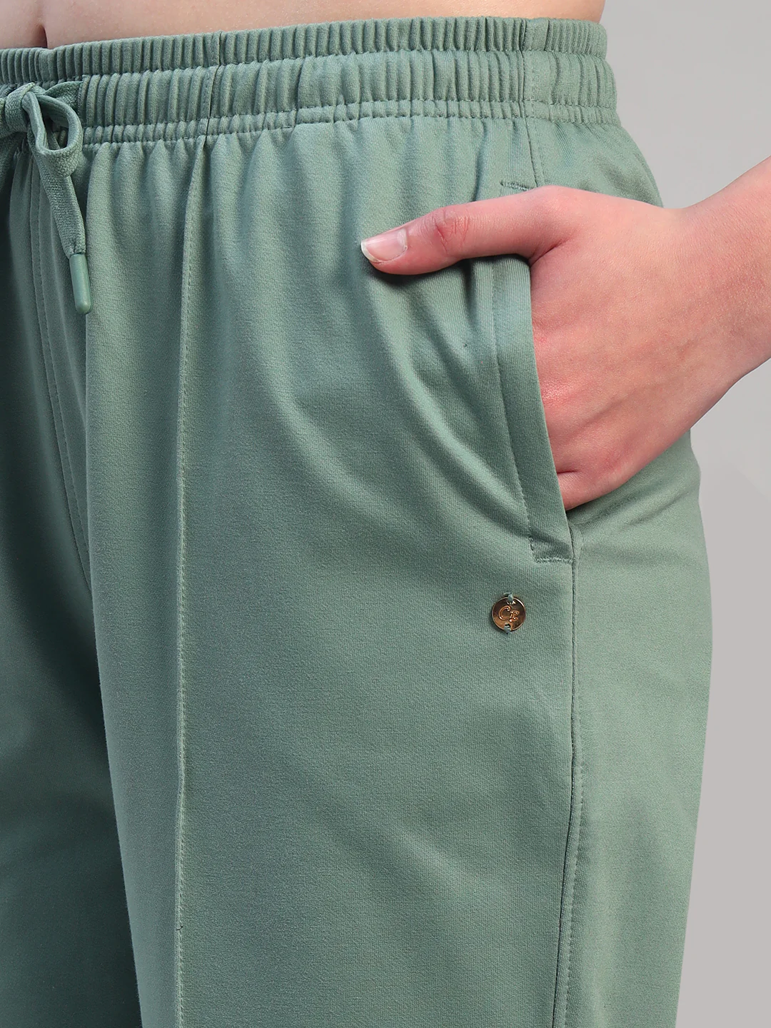 Women Solid Green Regular Fit Casual Track Pant - Image 7