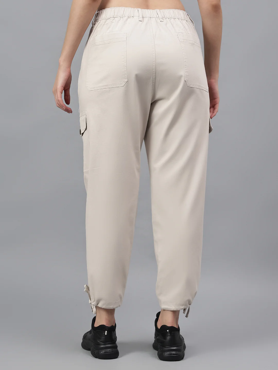 Women's Beige Solid Regular Fit Casual Cargo - Image 5