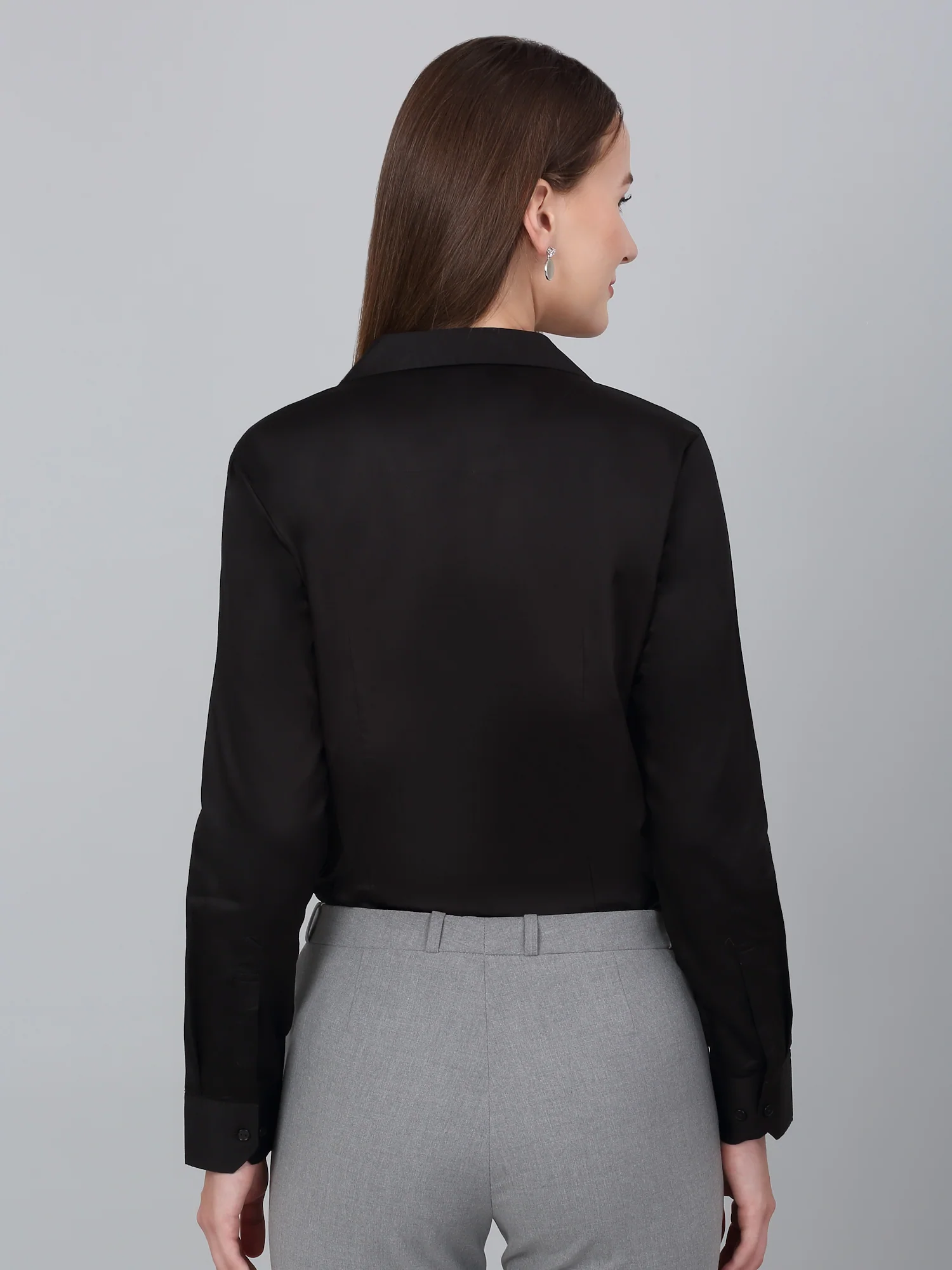 Cantabil Women’s Black Solid Formal Shirt | Work Style - Image 3